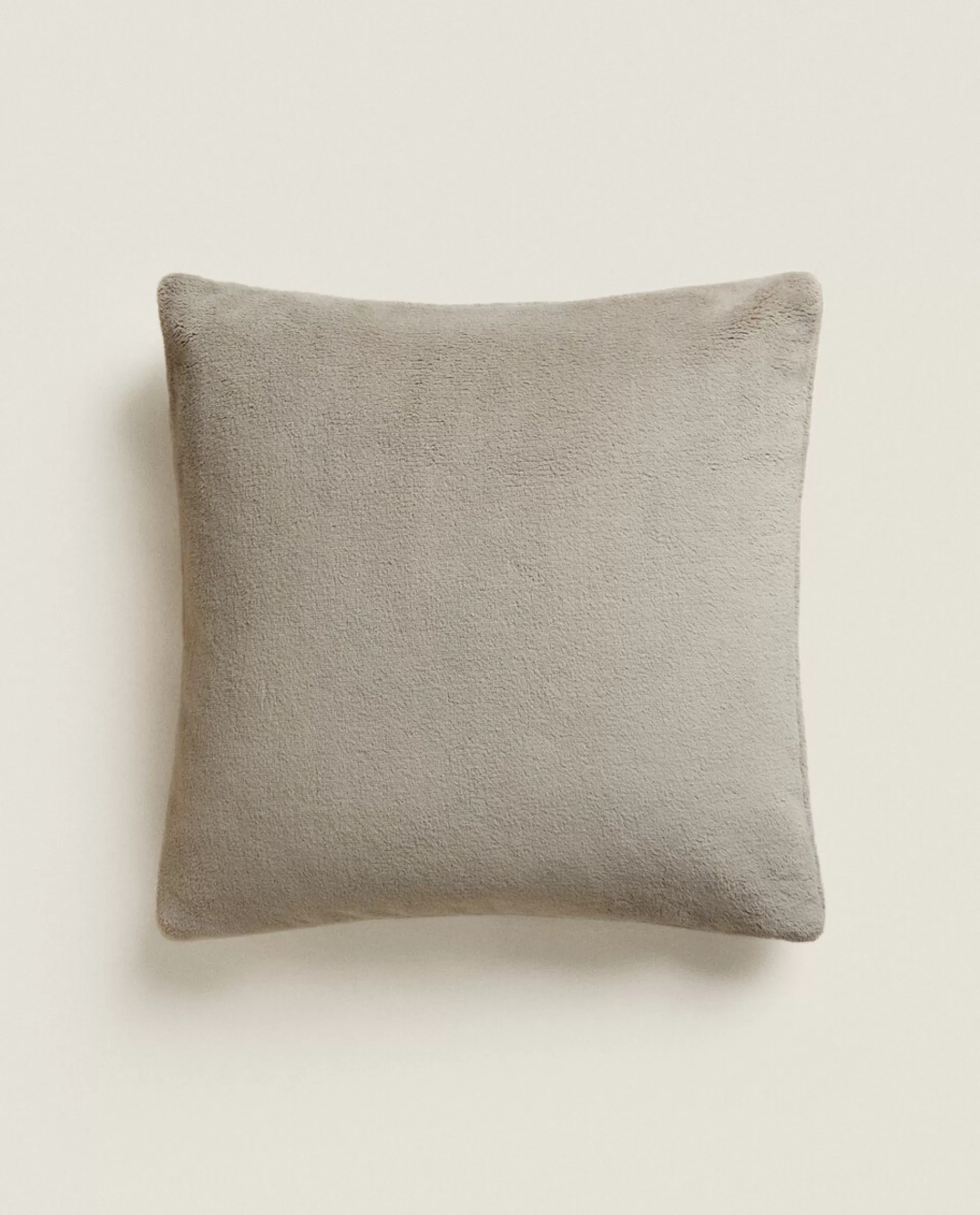ZARA Home Fleece Throw Pillow Cover Grey Flash Sale