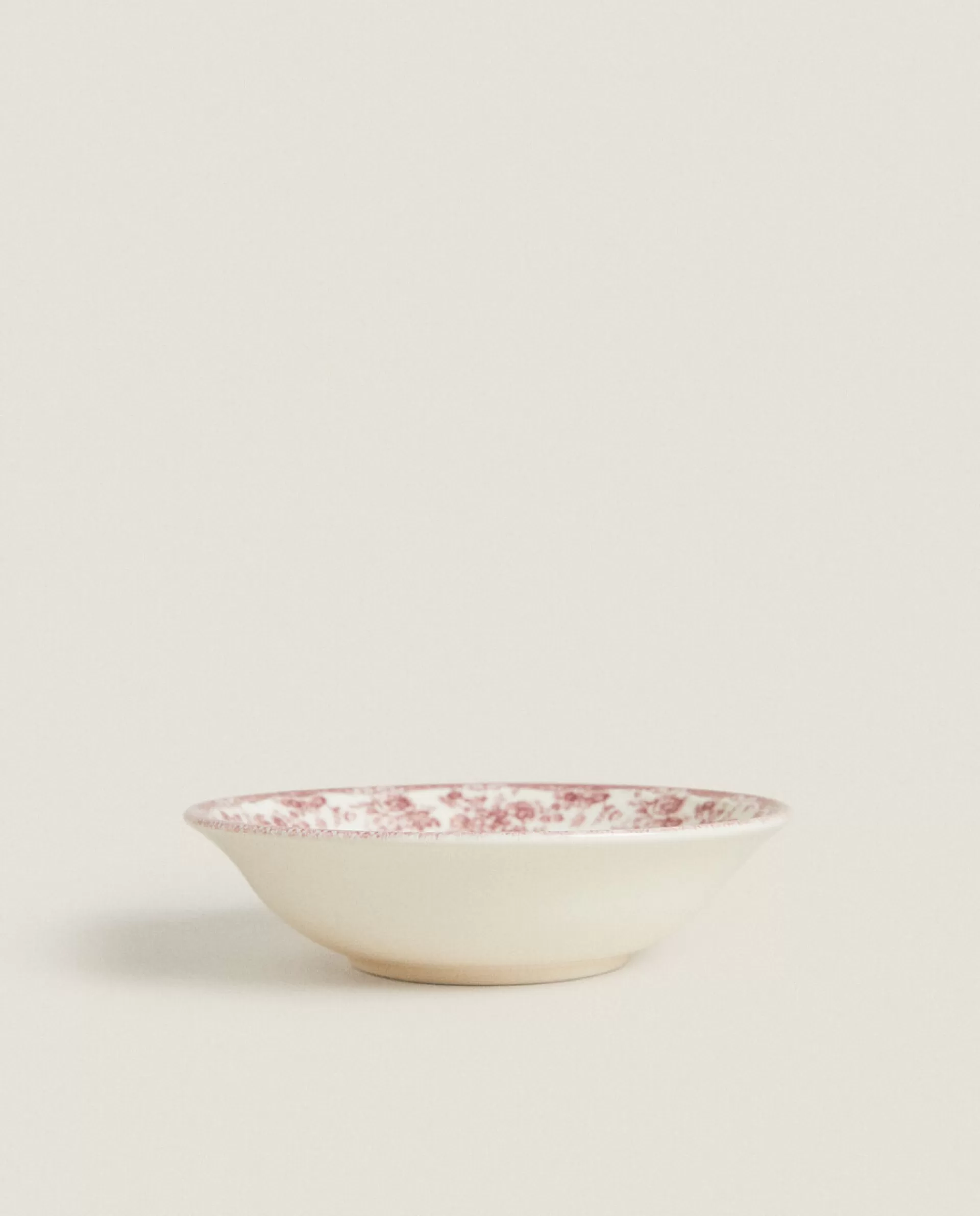 ZARA Home Floral Earthenware Bowl Burgundy Fashion
