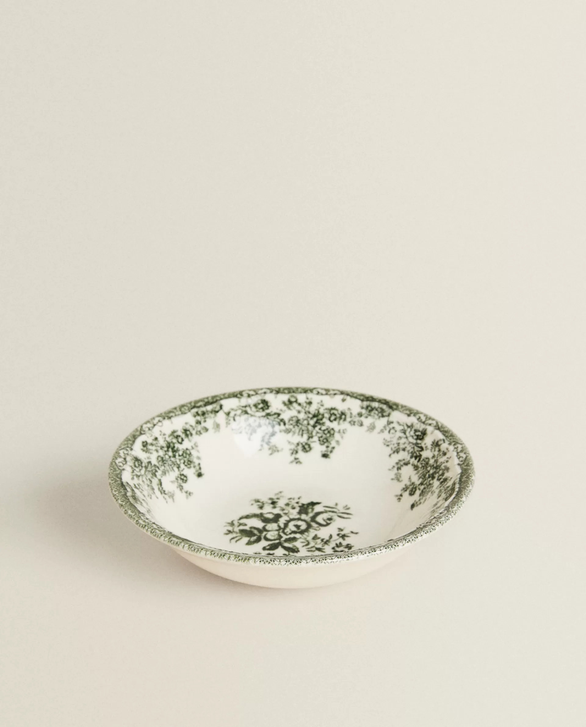 ZARA Home Floral Earthenware Bowl Olive Discount