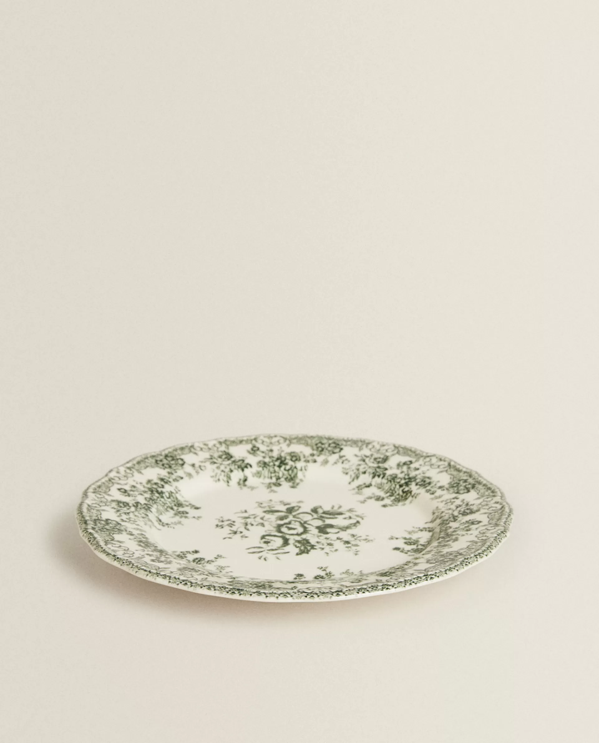 ZARA Home Floral Earthenware Dinner Plate Olive Discount
