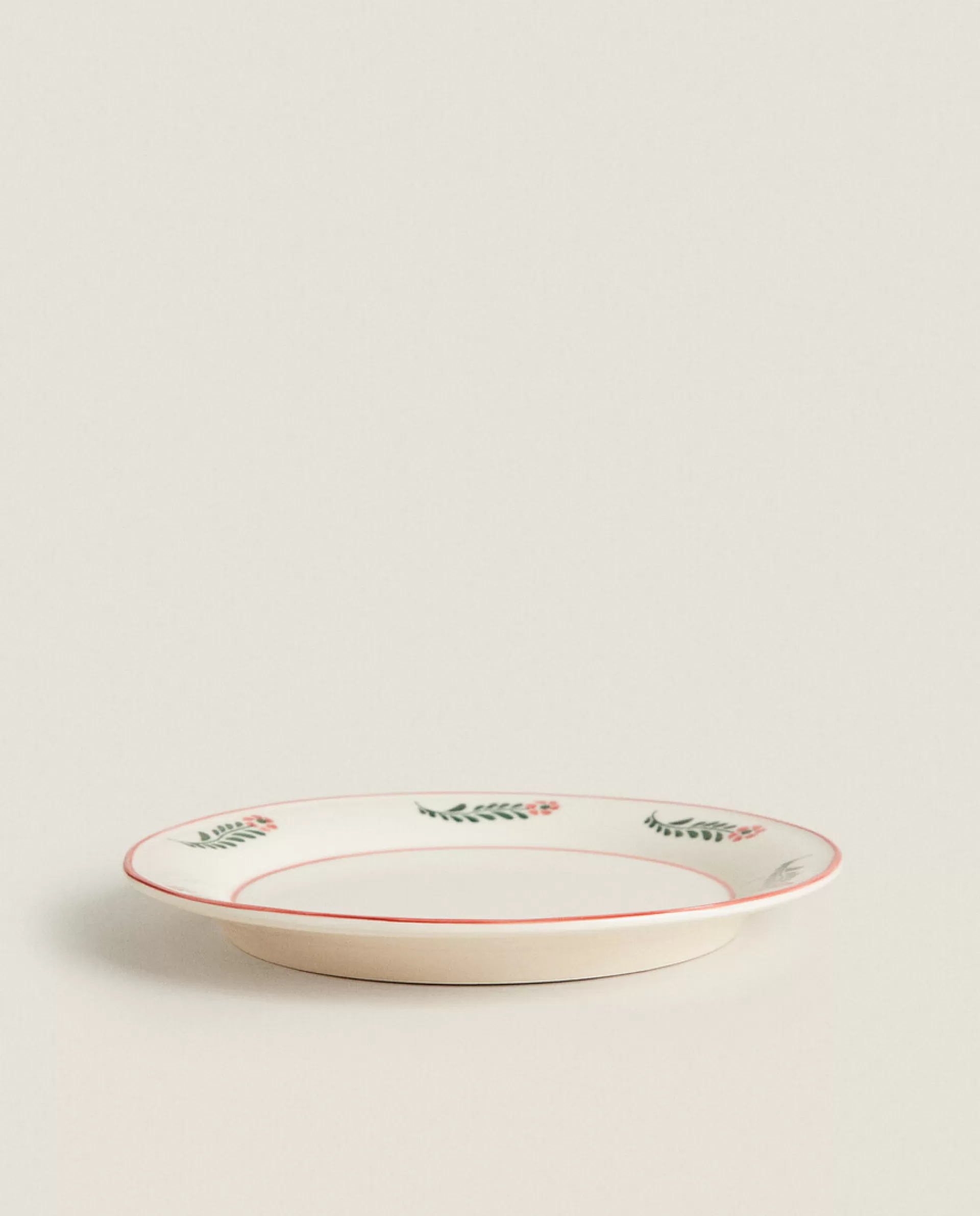 ZARA Home Floral Earthenware Dinner Plate Cream Online