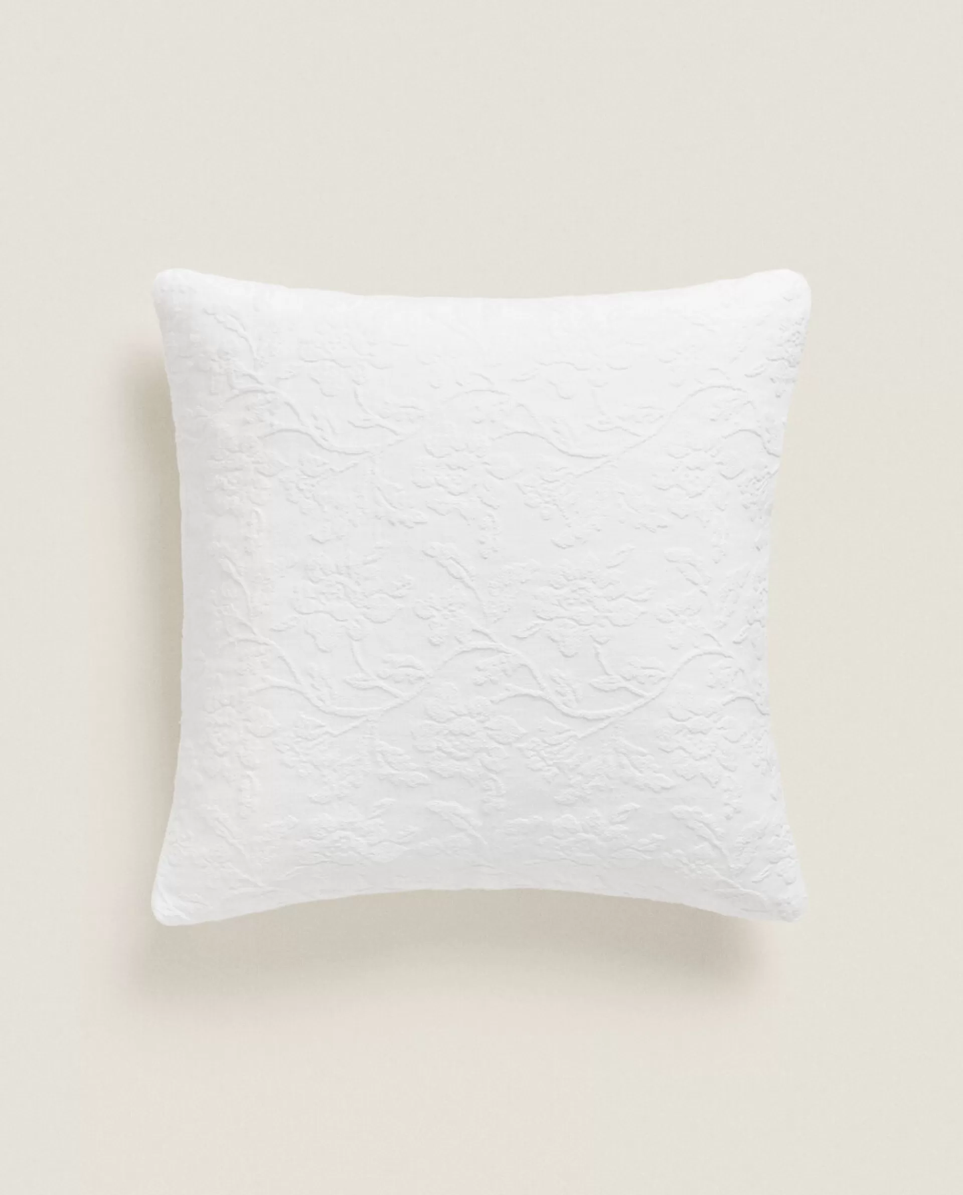 ZARA Home Floral Embroidered Throw Pillow White Sale