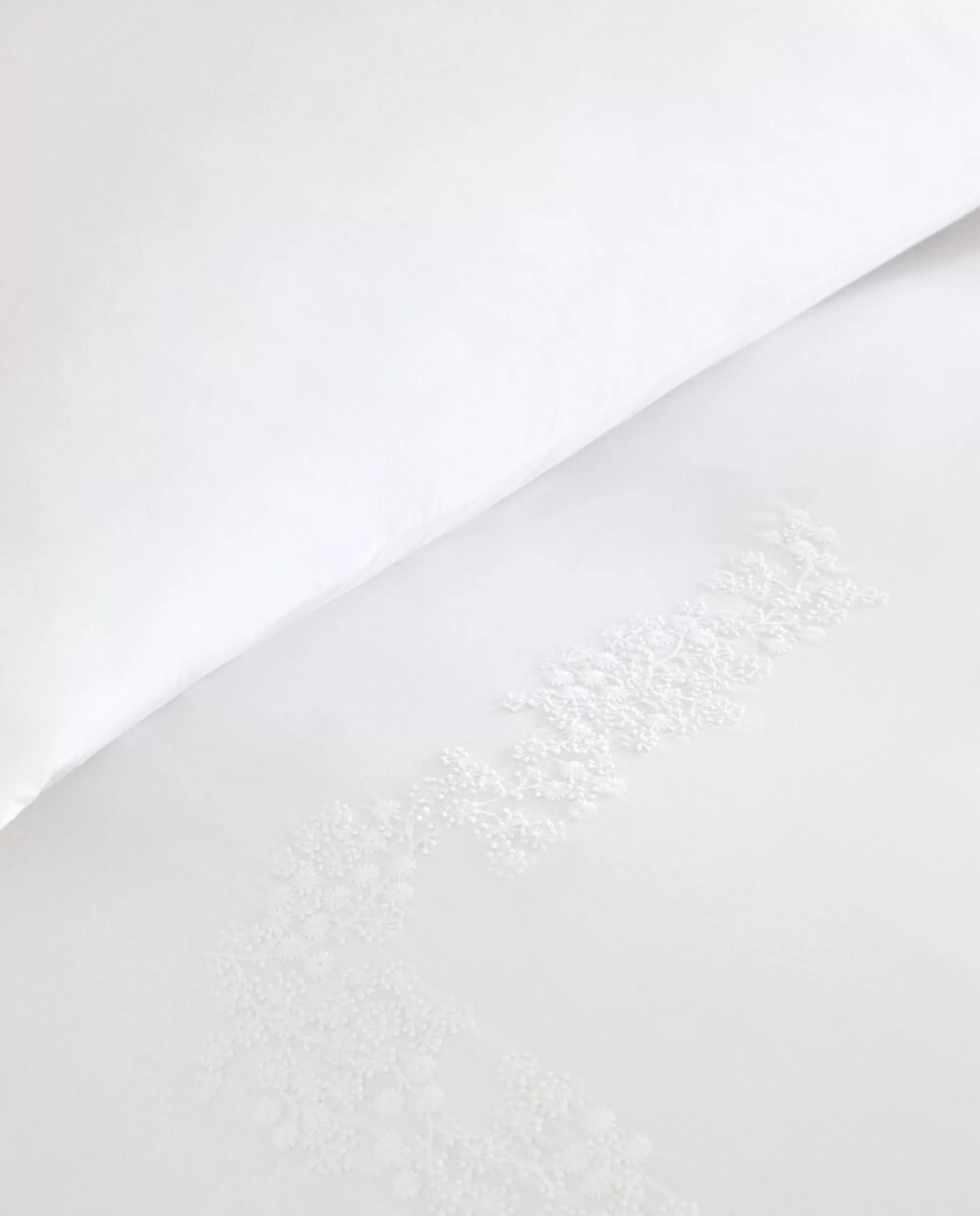 ZARA Home Floral Embroidery Duvet Cover White Cheap