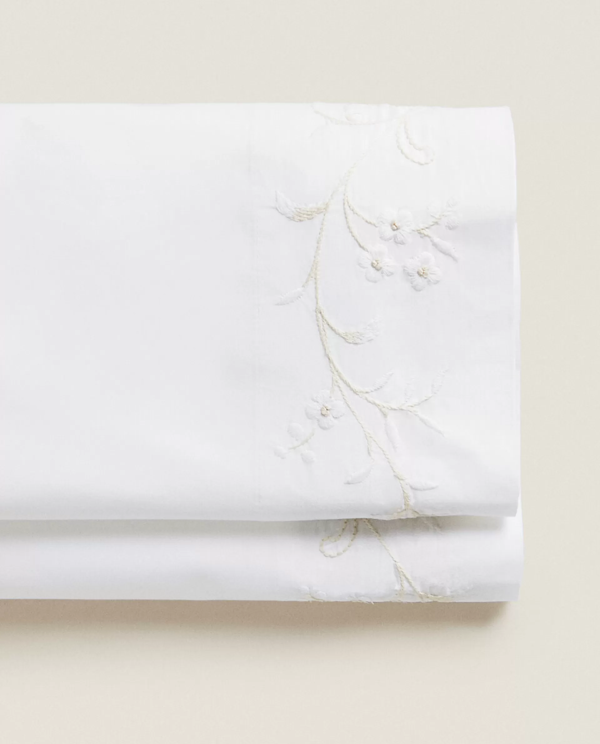 ZARA Home Floral Embroidery Flat Sheet White Store