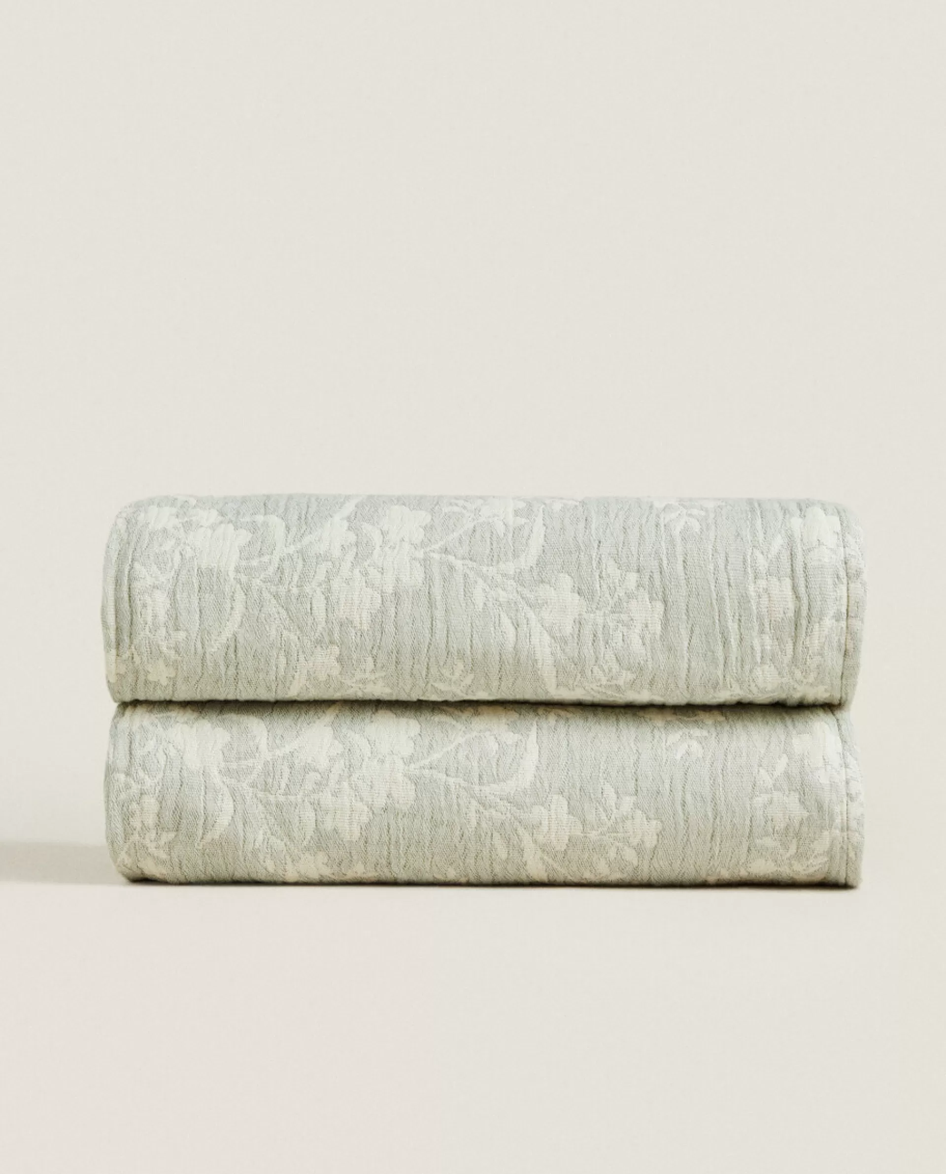 ZARA Home Floral Jacquard Blanket Green Store