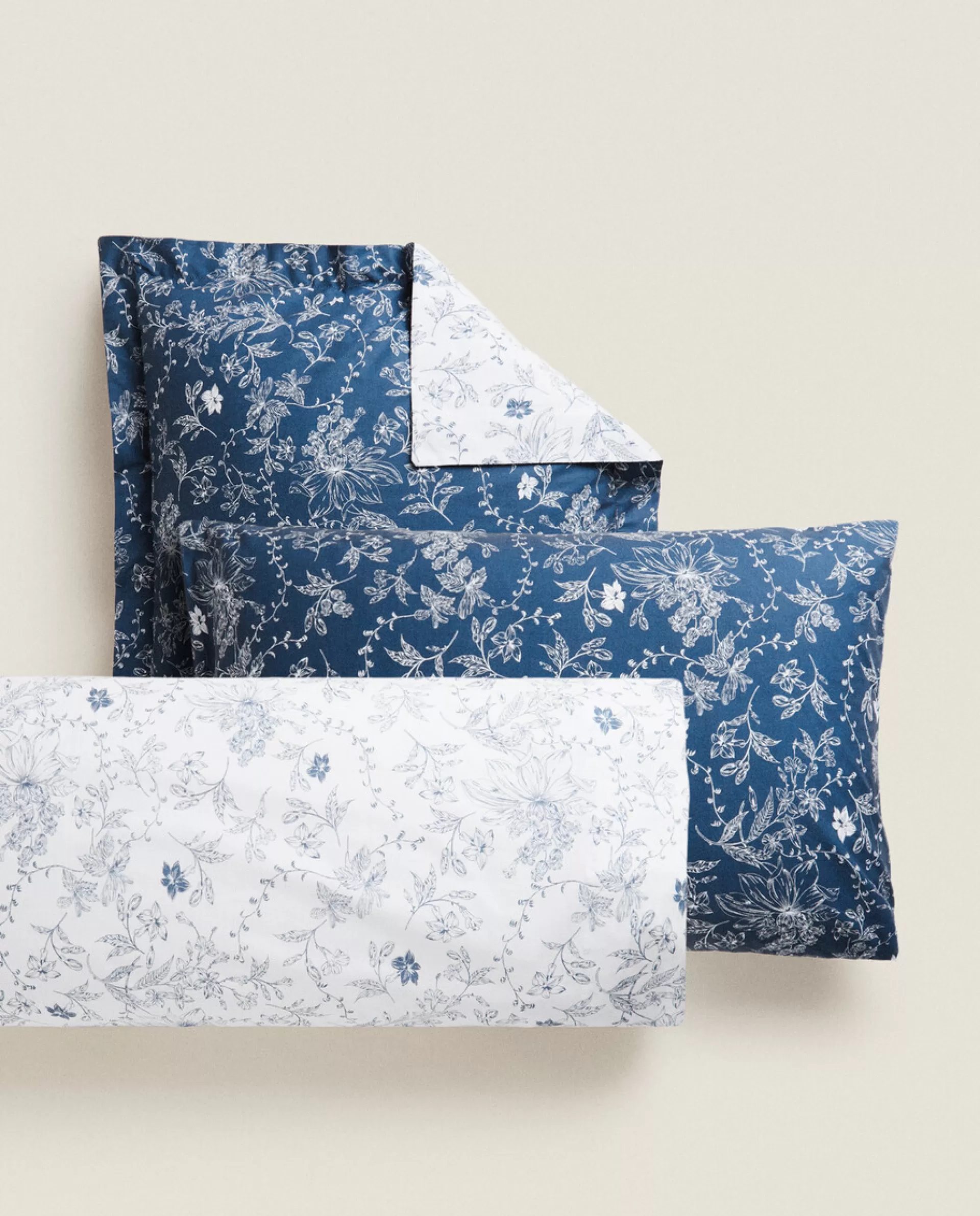 ZARA Home Floral Pillowcase Blue Shop