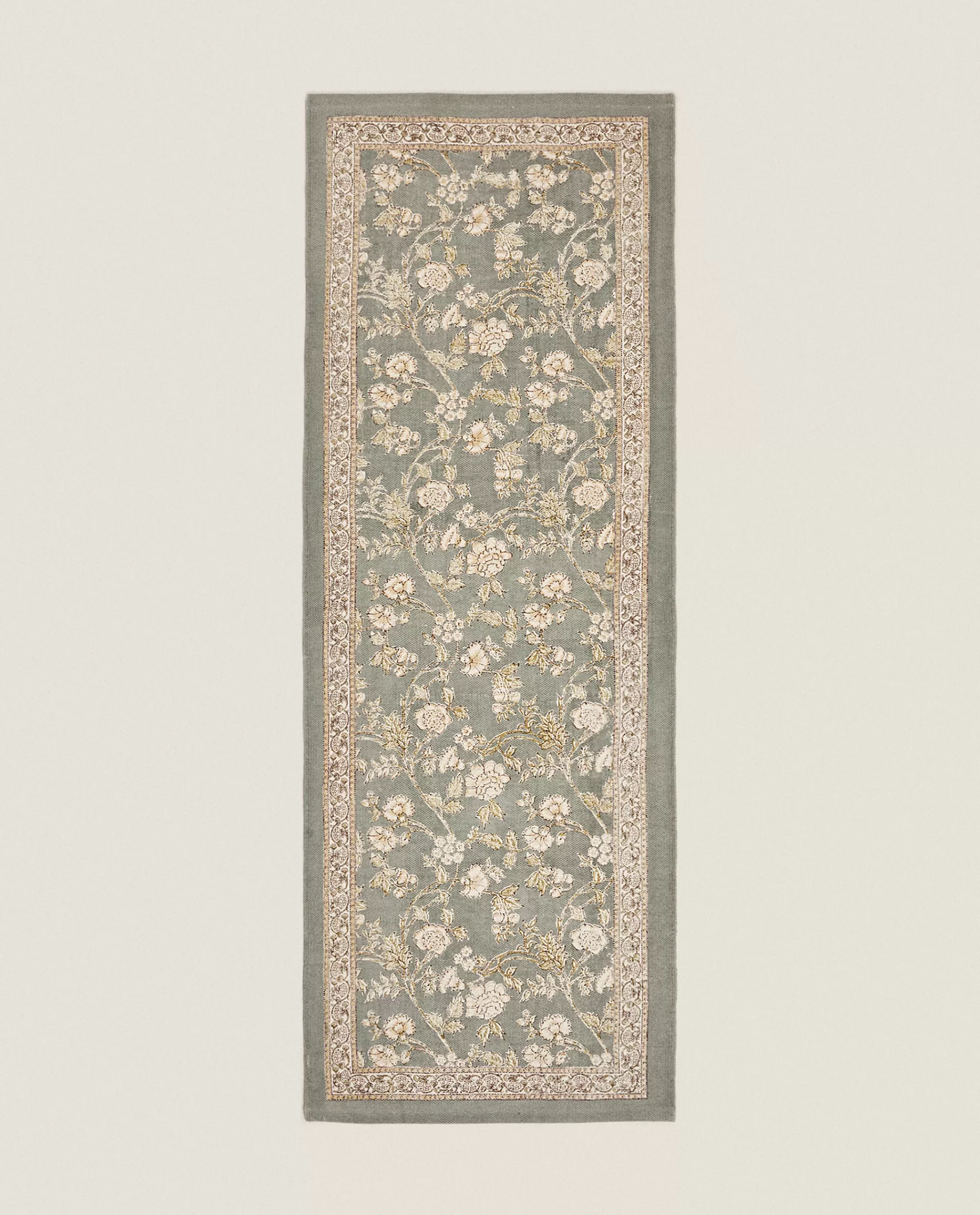 ZARA Home Floral Print Block Rug Multicolored Cheap