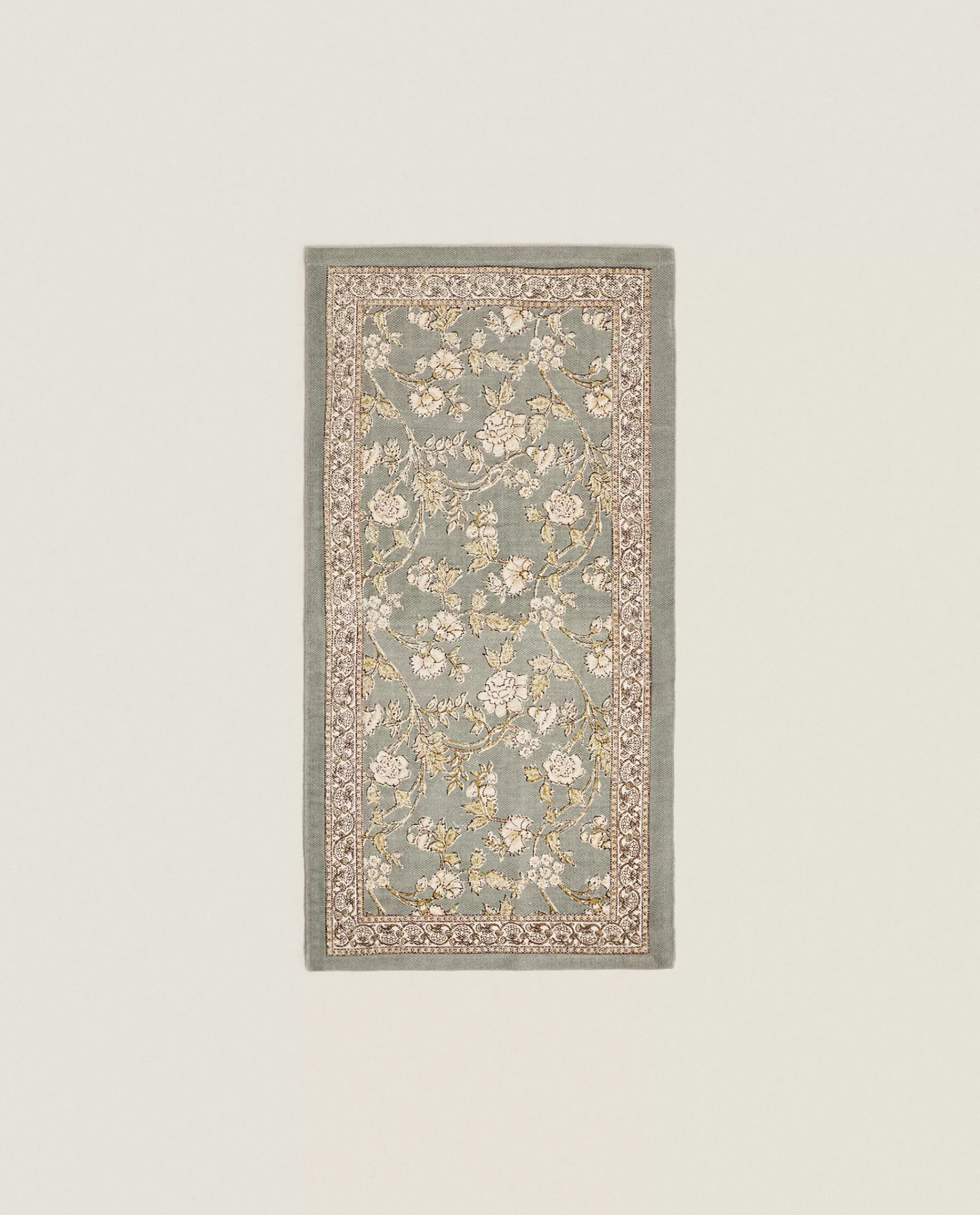 ZARA Home Floral Print Block Rug Multicolored Fashion