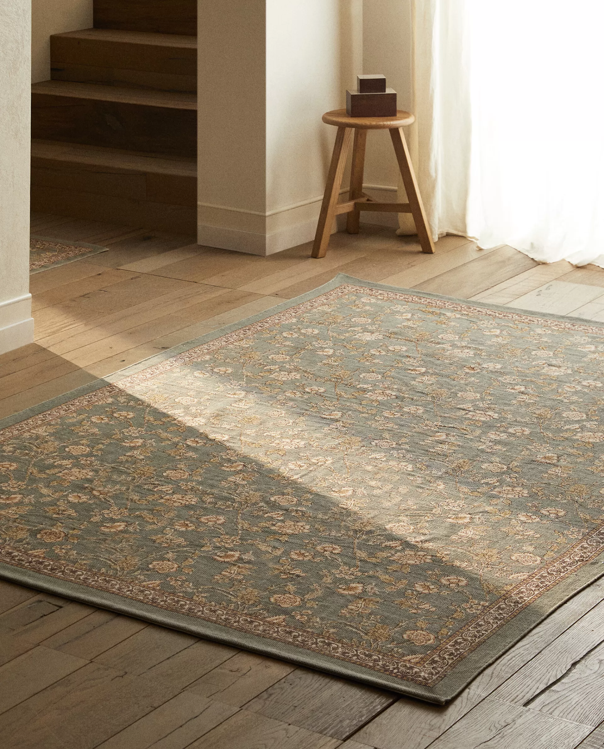 floral_print_block_rug_6-3.webp ZARA Home Floral Print Block Rug Multicolored Best Sale
