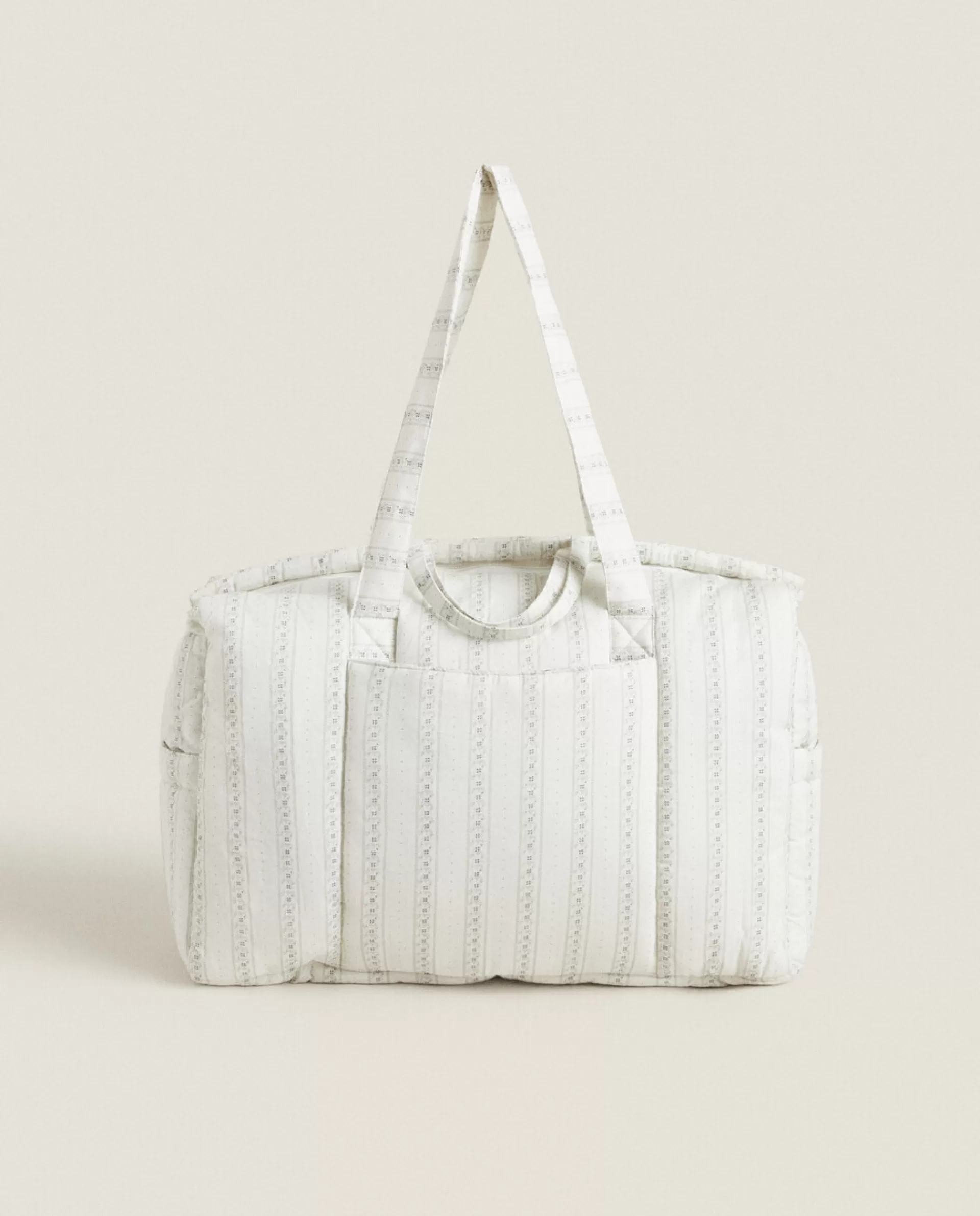 ZARA Home Floral Print Diaper Bag Oyster White Cheap