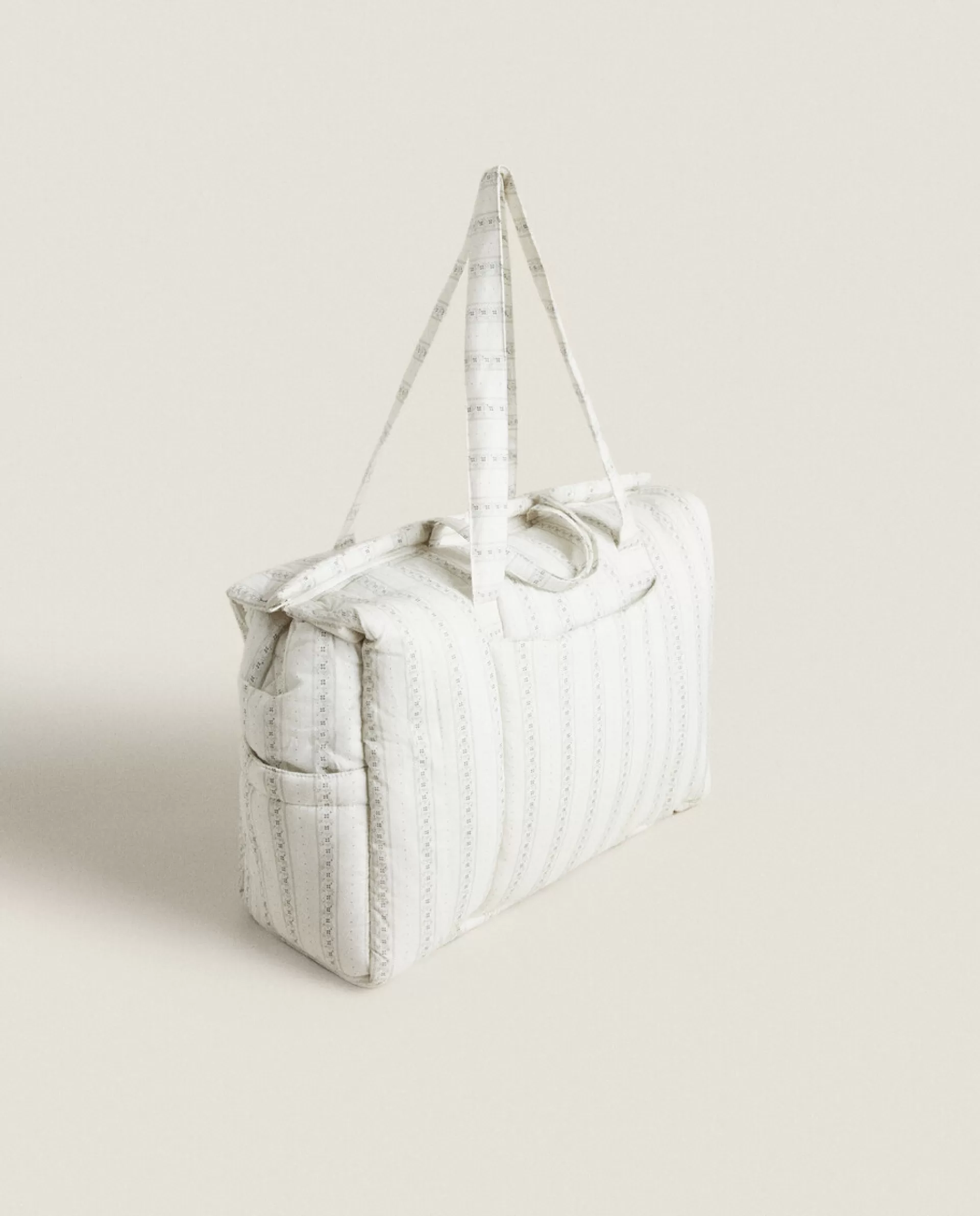 ZARA Home Floral Print Diaper Bag Oyster White Cheap