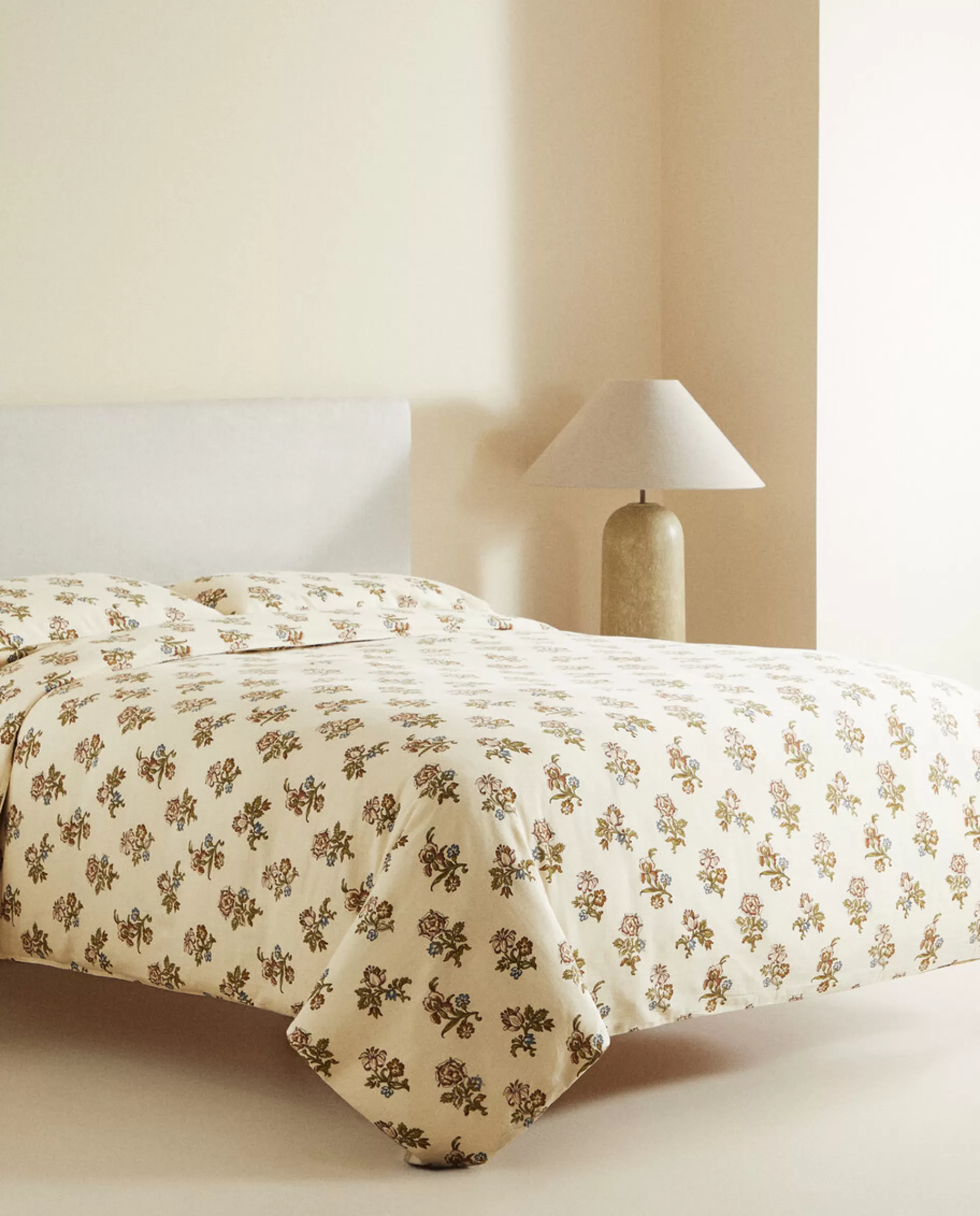 ZARA Home Floral Print Duvet Cover Sand Flash Sale