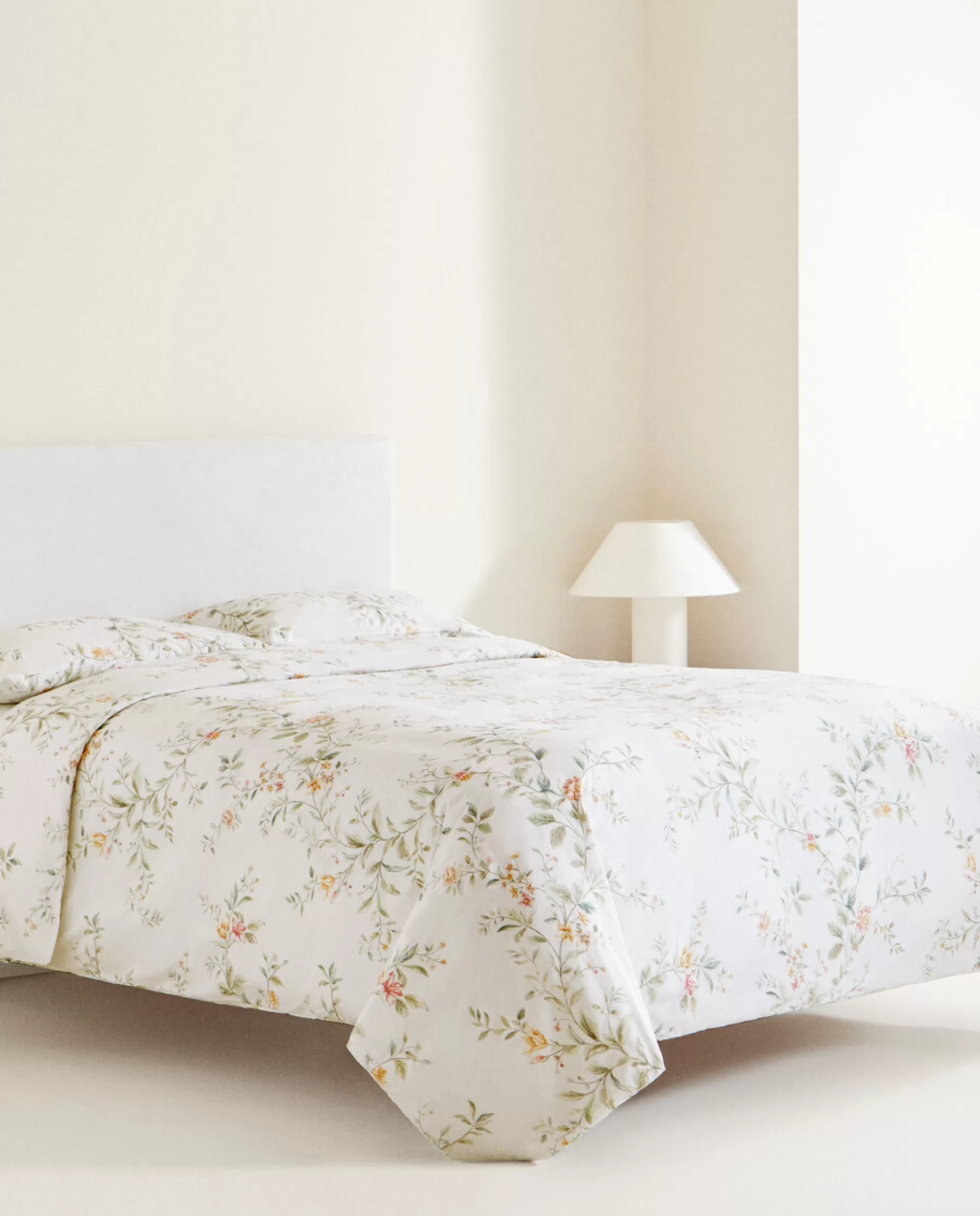 ZARA Home Floral Print Duvet Cover Oyster White Discount