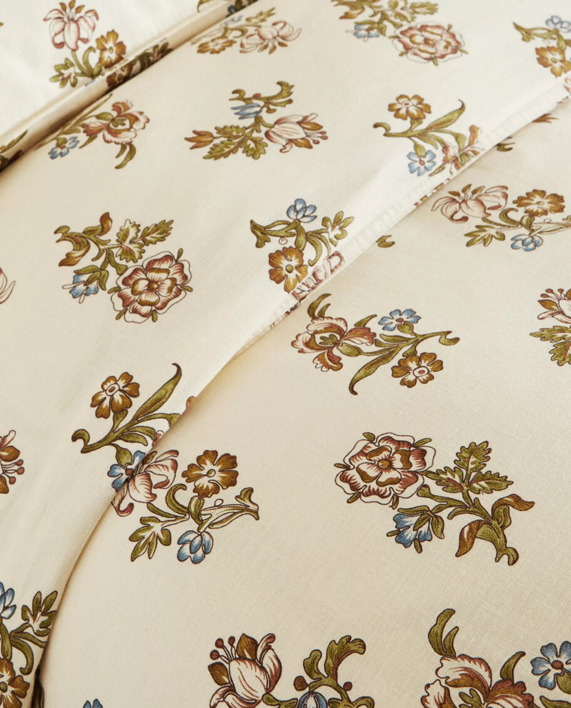 ZARA Home Floral Print Duvet Cover Sand Flash Sale