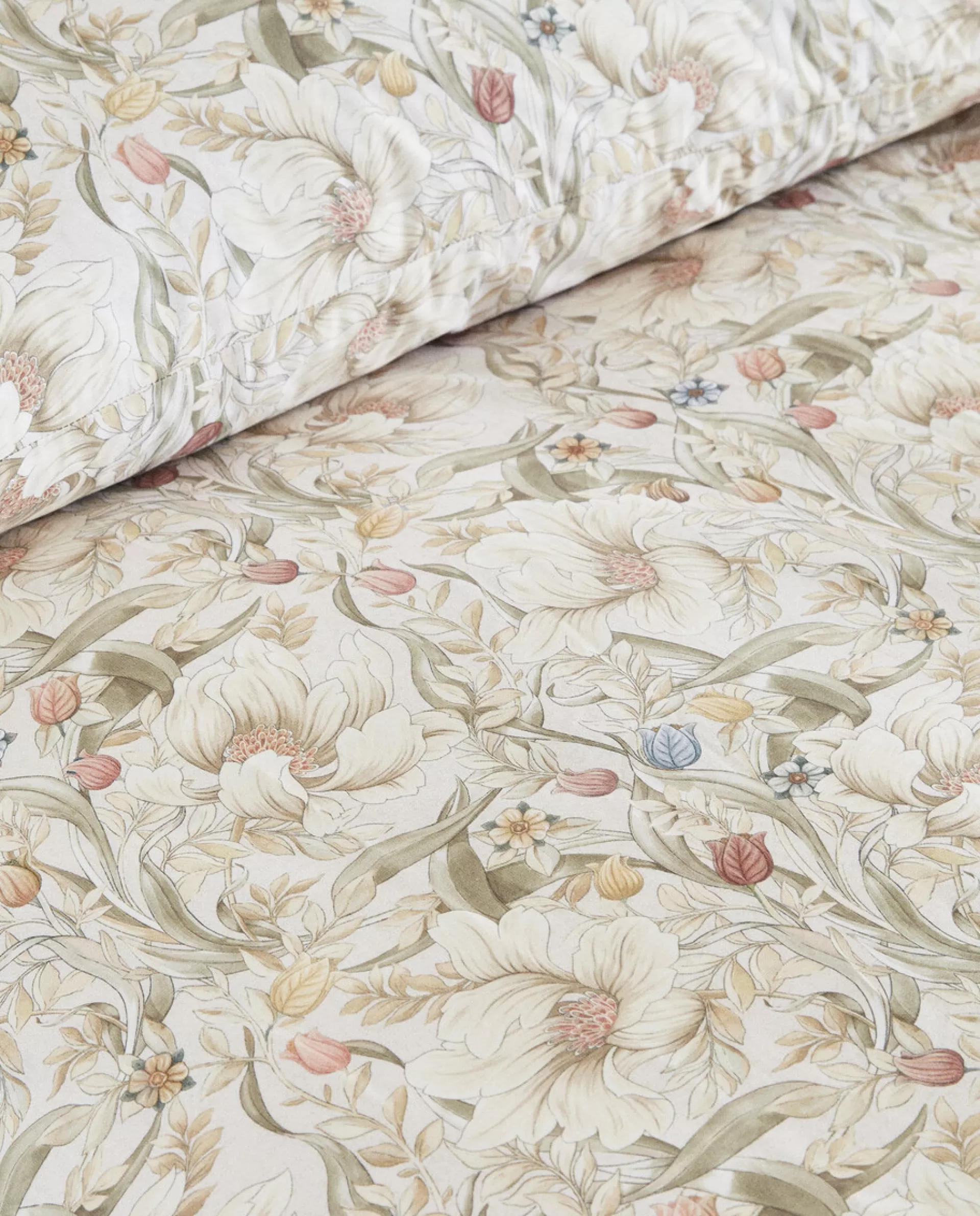 ZARA Home Floral Print Duvet Cover Oyster White Hot