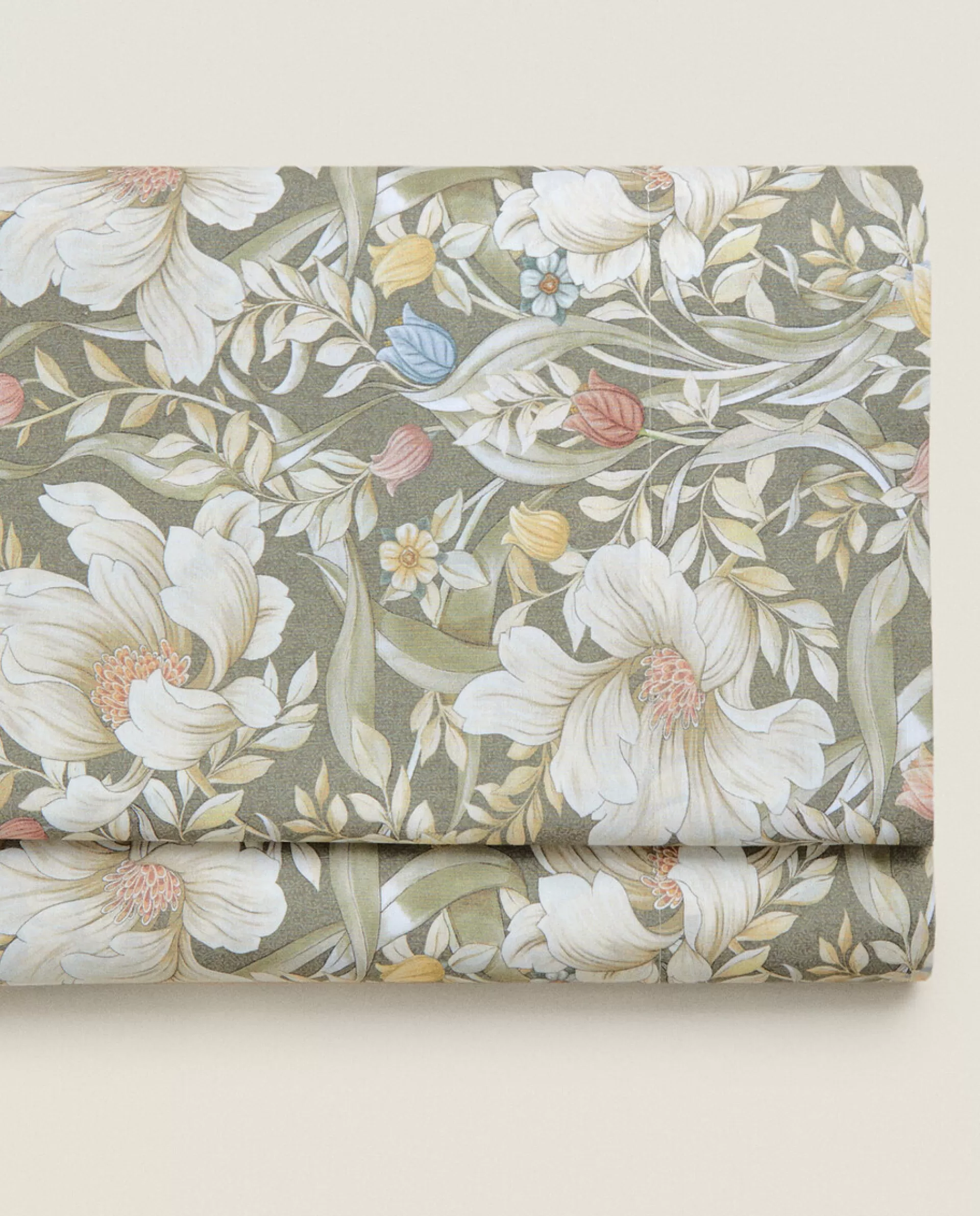 ZARA Home Floral Print Flat Sheet Green Outlet