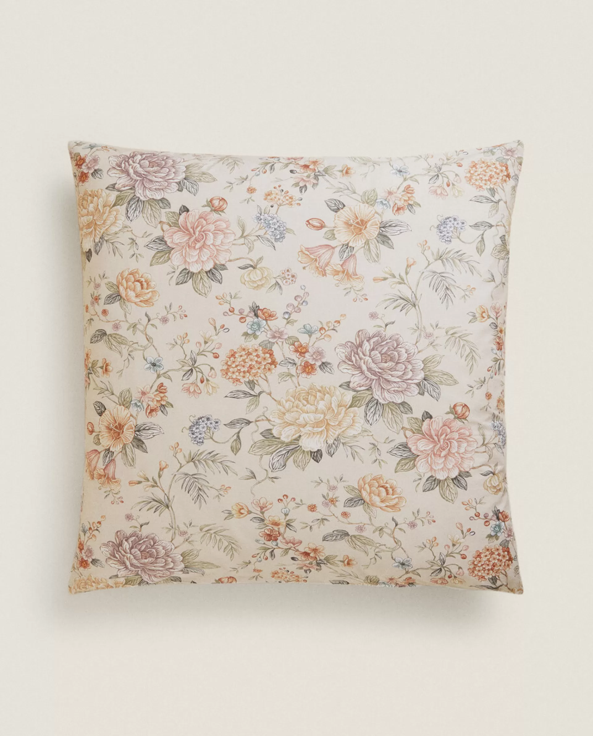 ZARA Home Floral Print Pillowcase Sand Best Sale