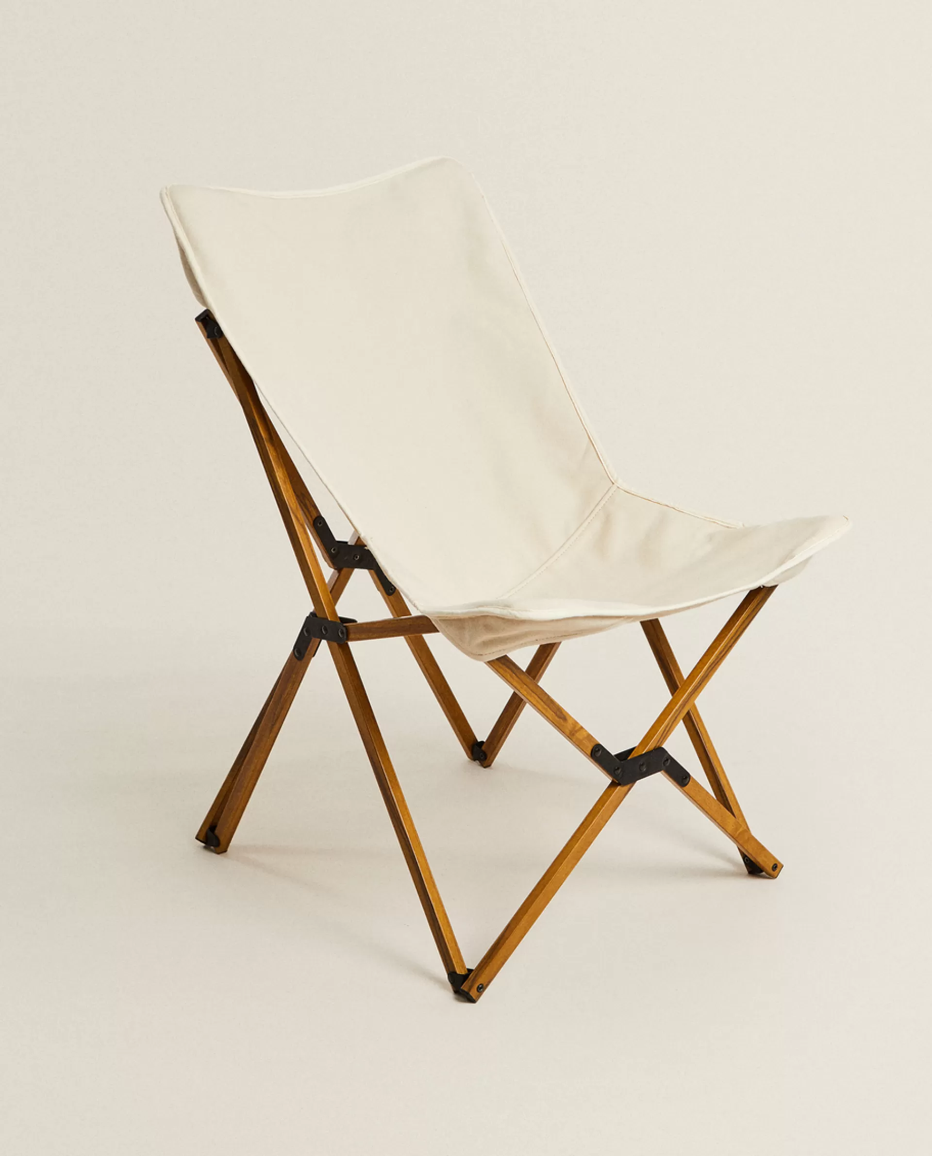 ZARA Home Folding Aluminum And Canvas Chair Natural Colour Clearance
