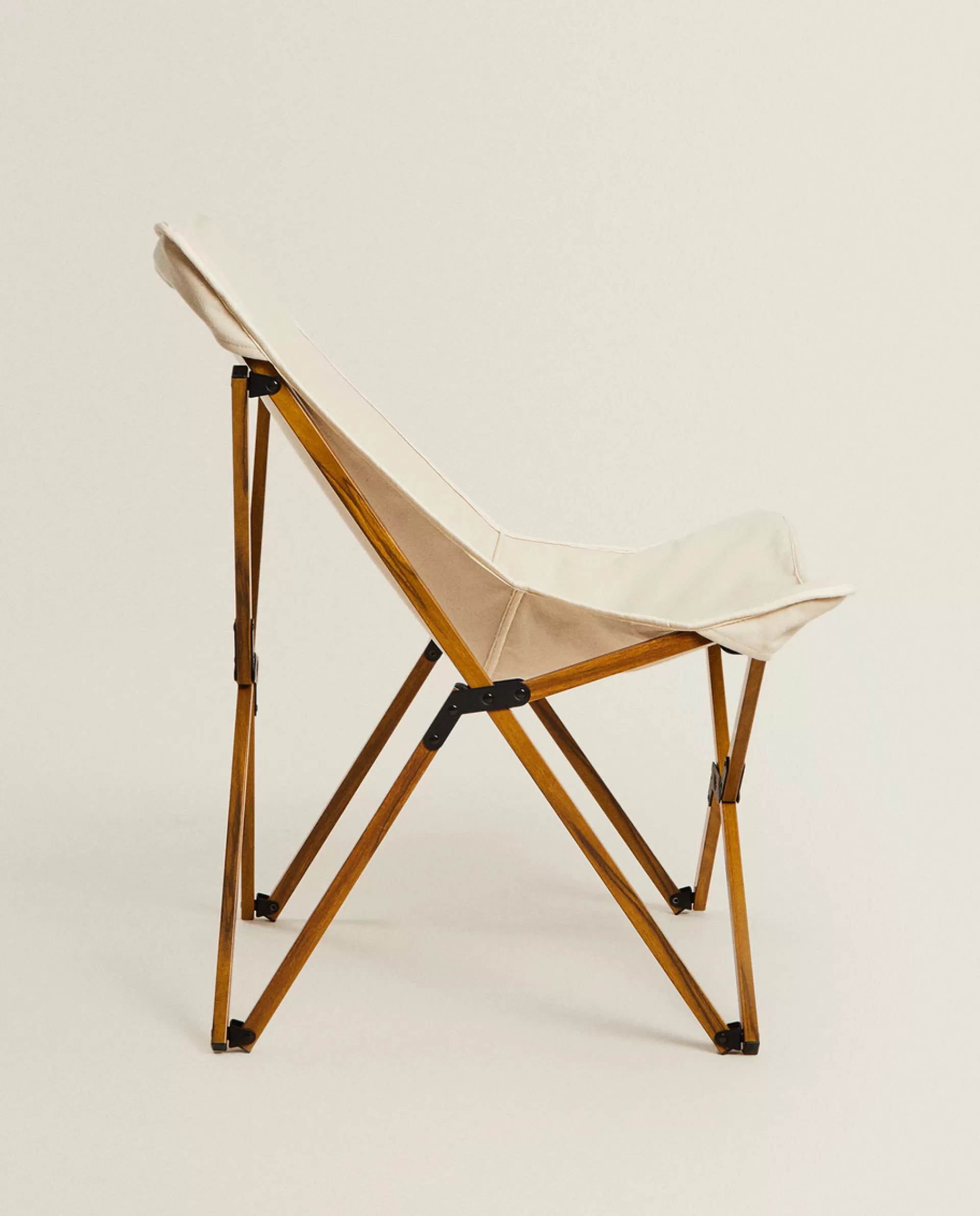 ZARA Home Folding Aluminum And Canvas Chair Natural Colour Clearance