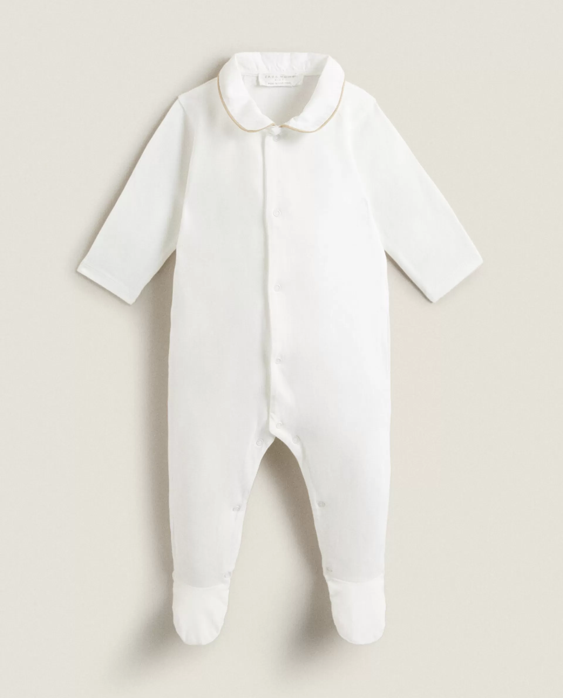 ZARA Home Footed Pajamas With Contrasting Piping White Flash Sale