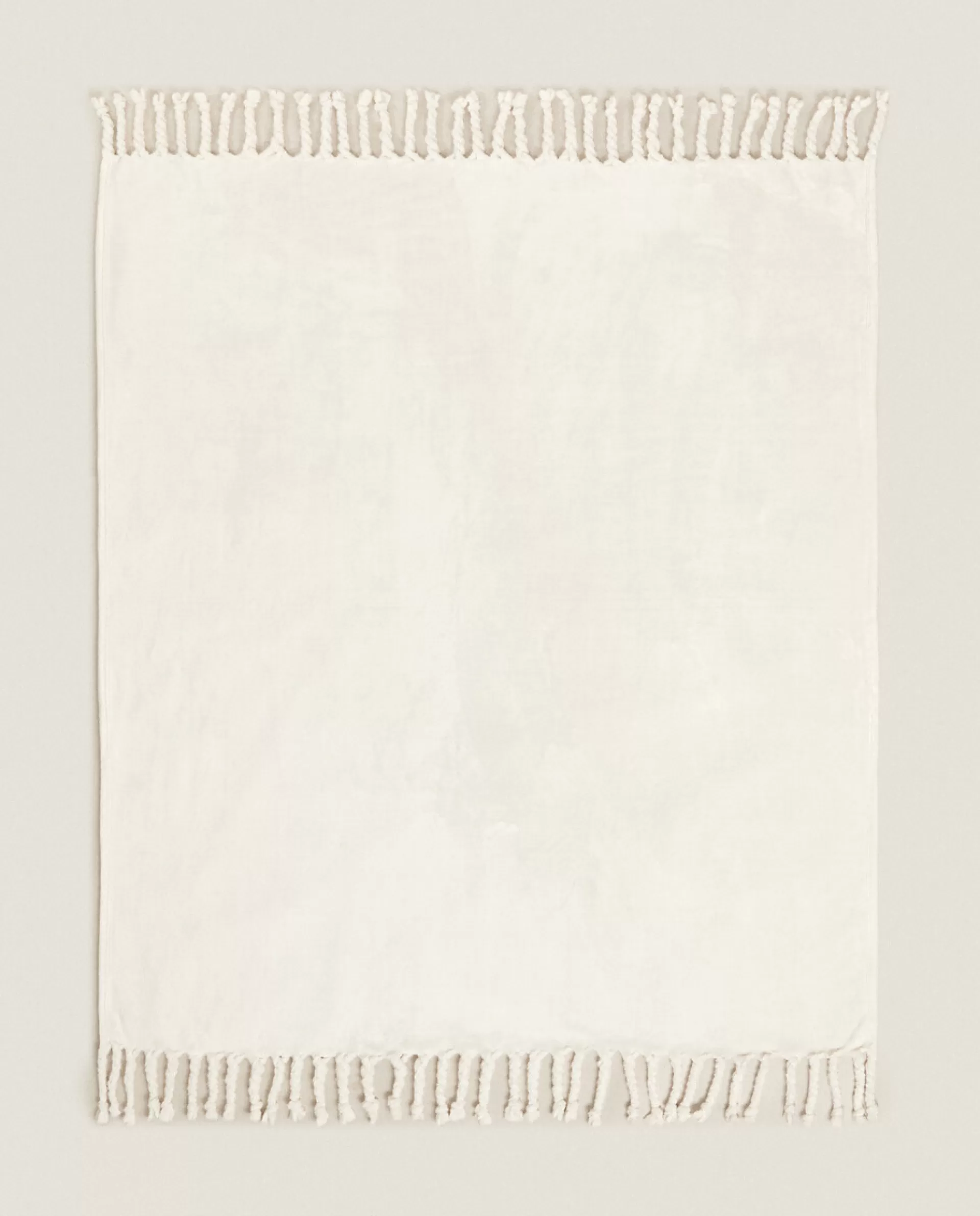 ZARA Home Fringed Soft-Touch Blanket Oyster White Shop