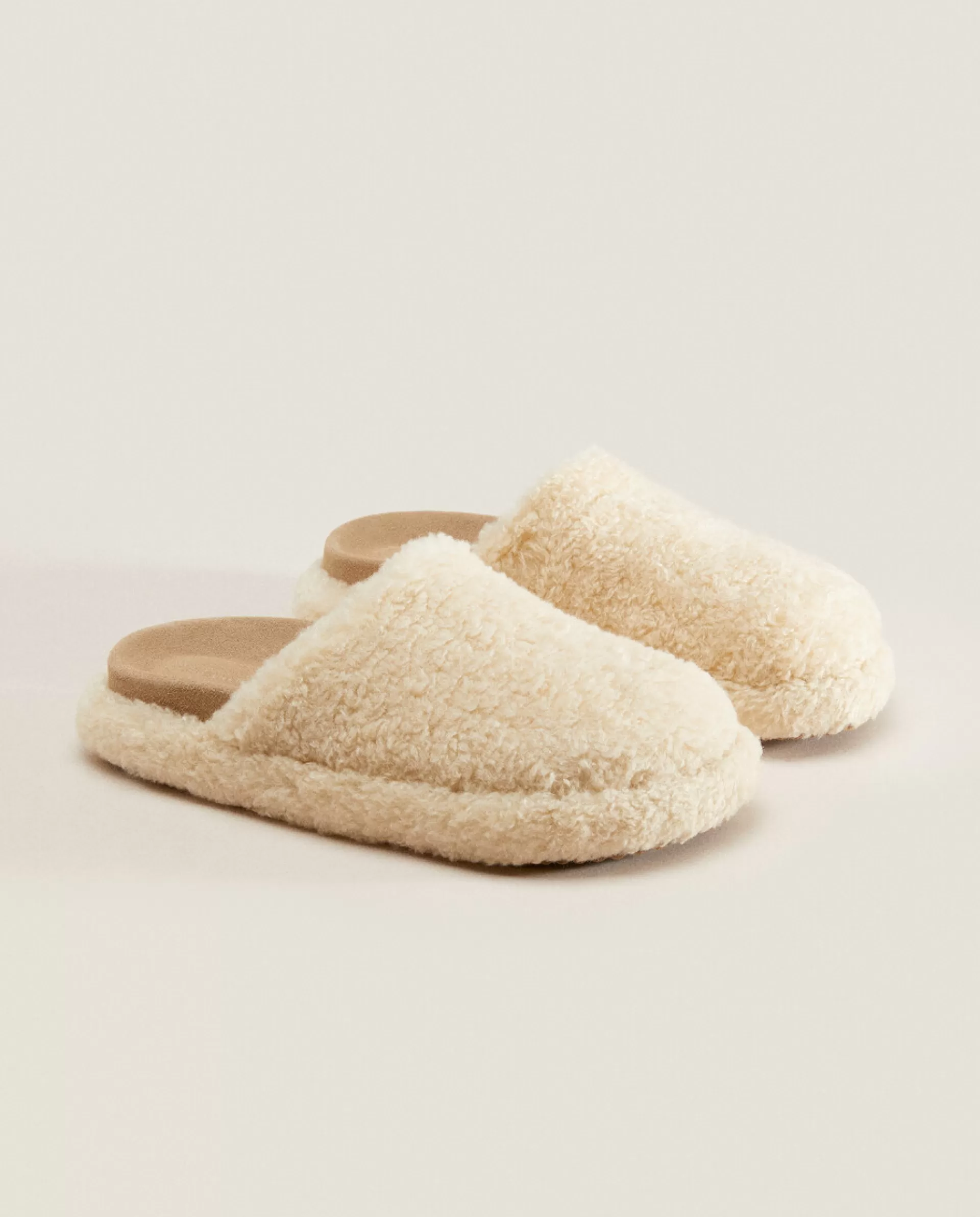 ZARA Home Fuzzy Mule Clog Slippers Ecru Fashion