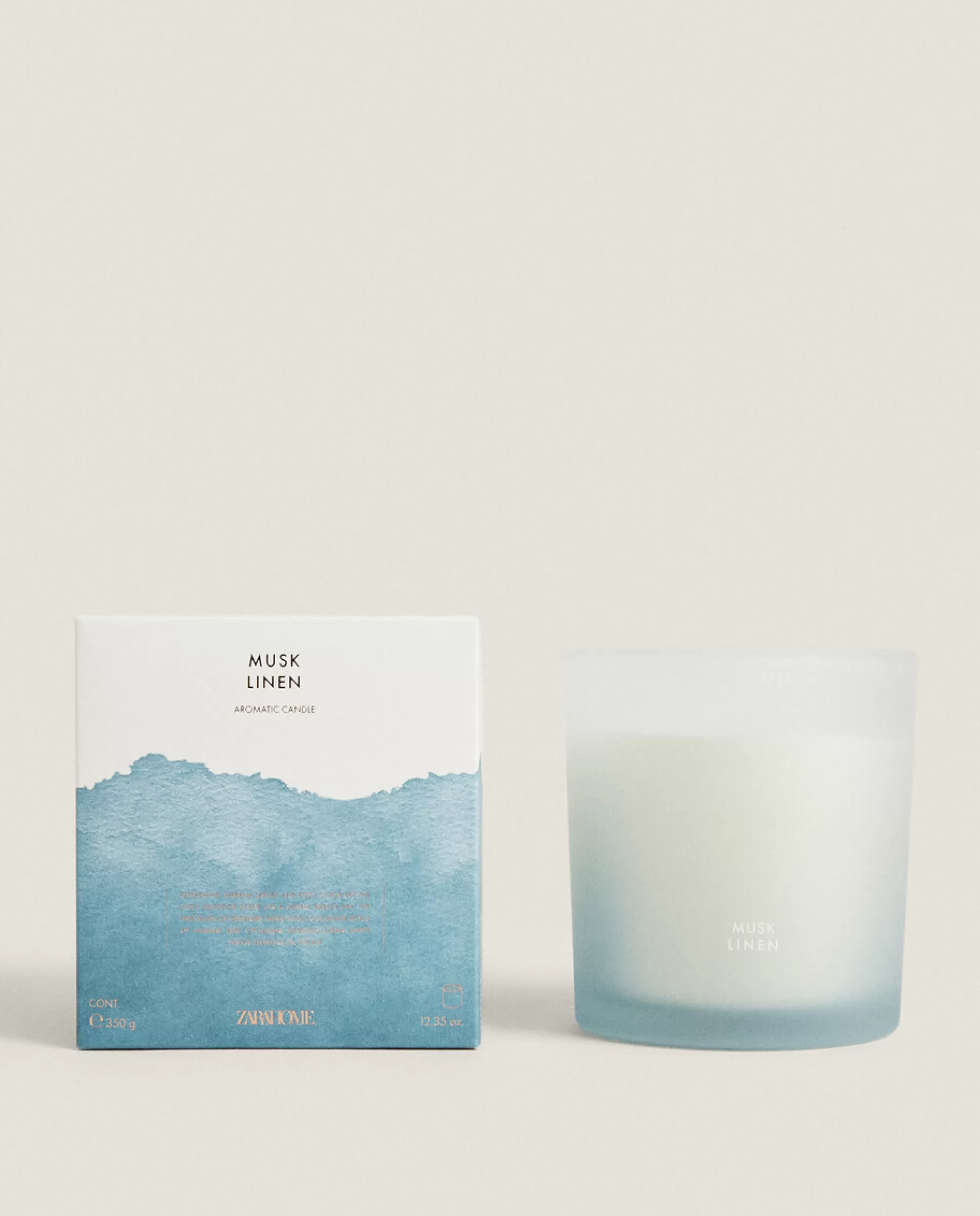 ZARA Home (350 G) Musk Linen Scented Candle Light Blue Online