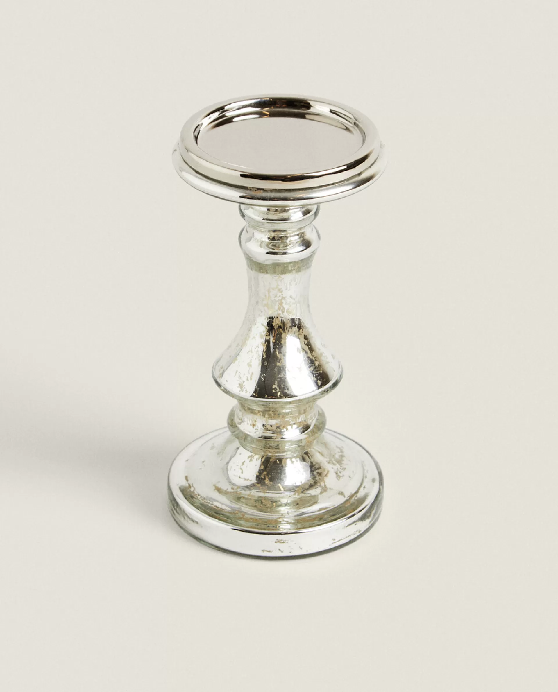 ZARA Home Geometric Glass Candlestick Silver Cheap