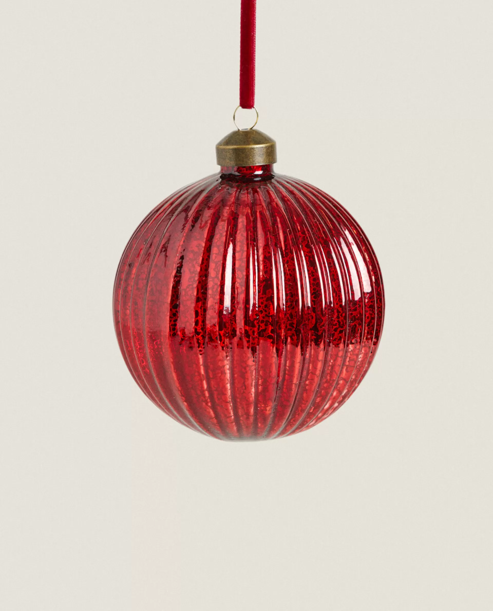 ZARA Home Glass Christmas Bauble Decoration With Stripes Red Online
