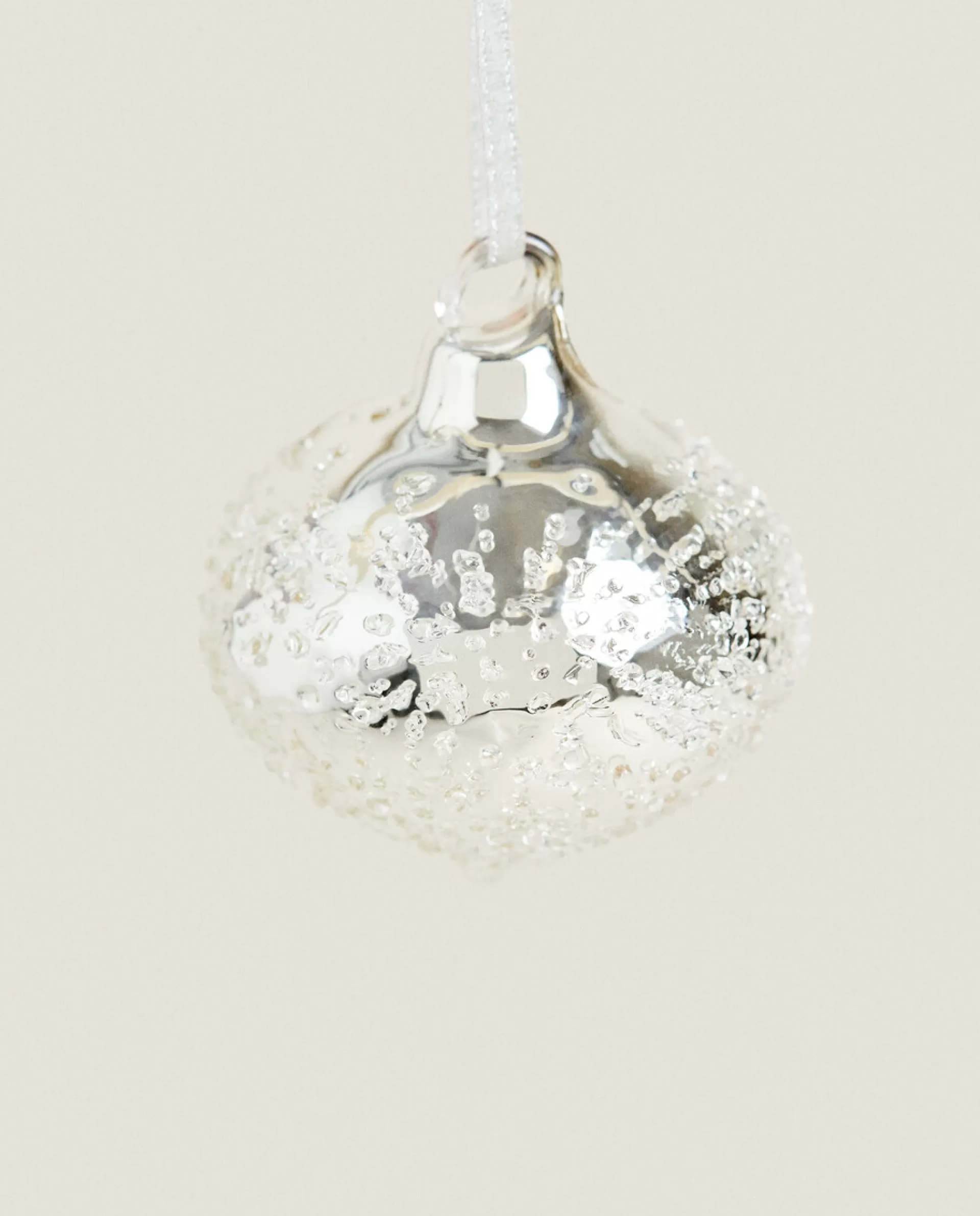 ZARA Home Glitter Glass Christmas Diamond Decoration Silver Shop