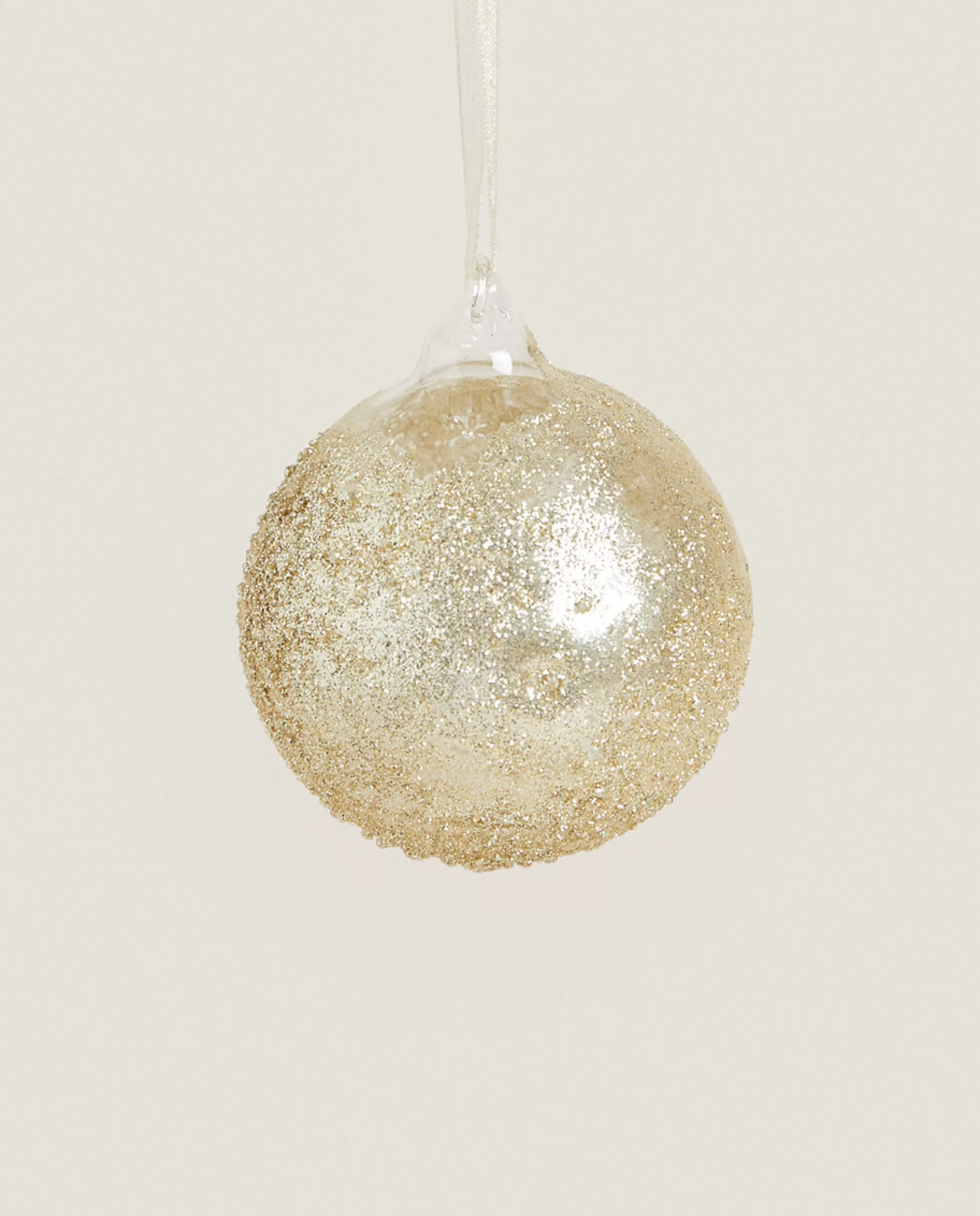 ZARA Home Glittery Glass Christmas Ball Decoration Golden Flash Sale