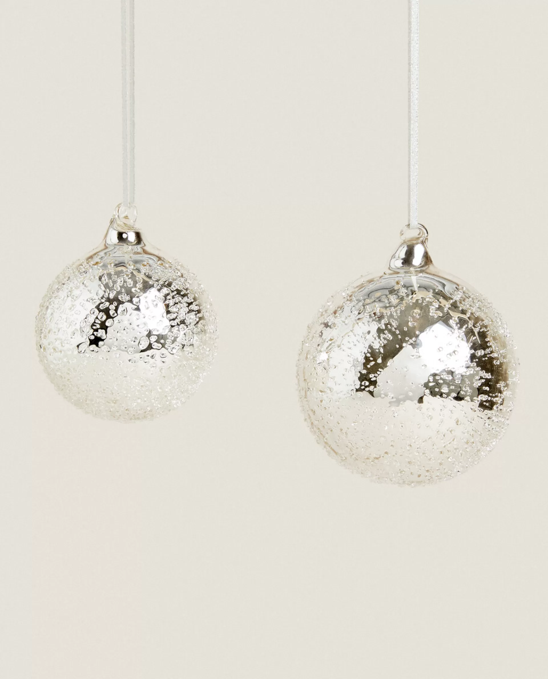 ZARA Home Glittery Glass Christmas Ball Decoration Silver Cheap