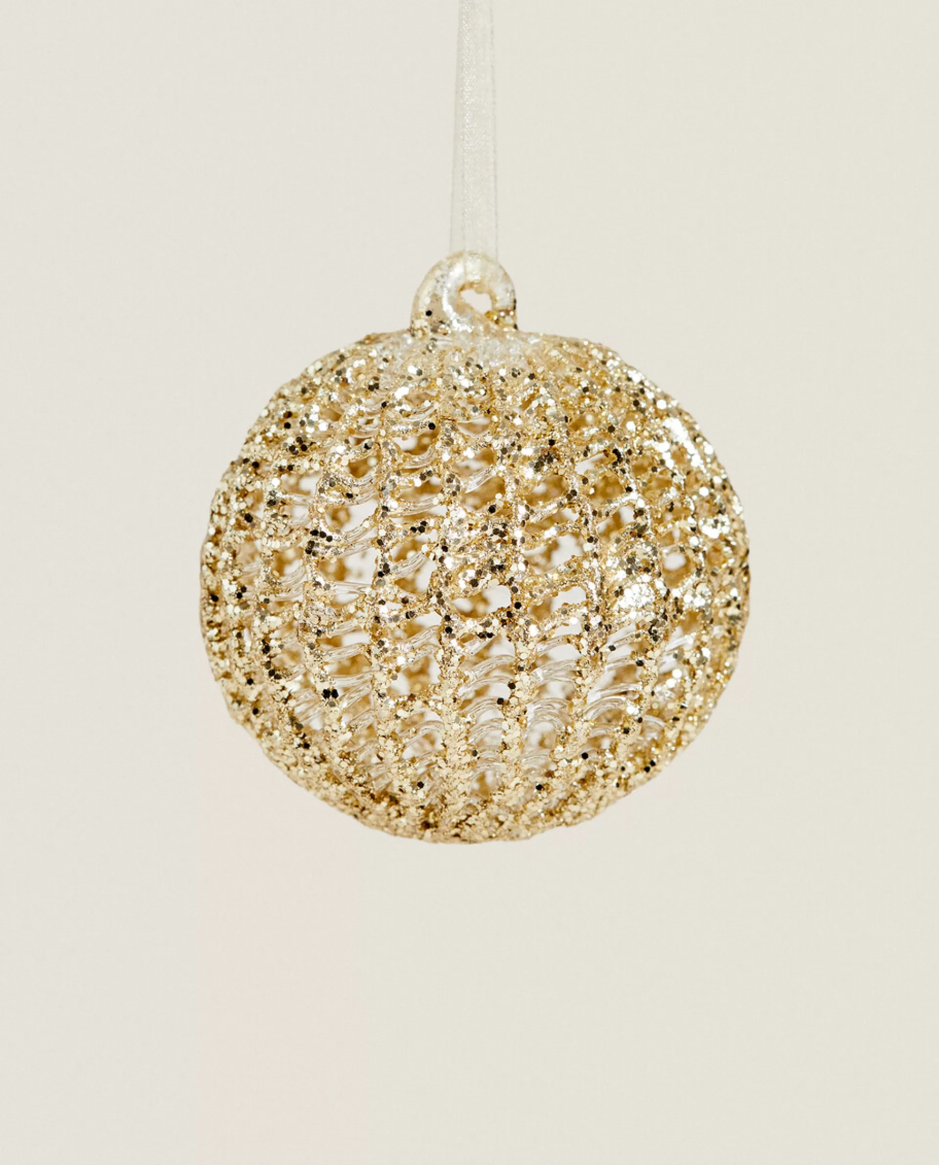 ZARA Home Glittery Glass Christmas Ball Decoration Golden Best Sale