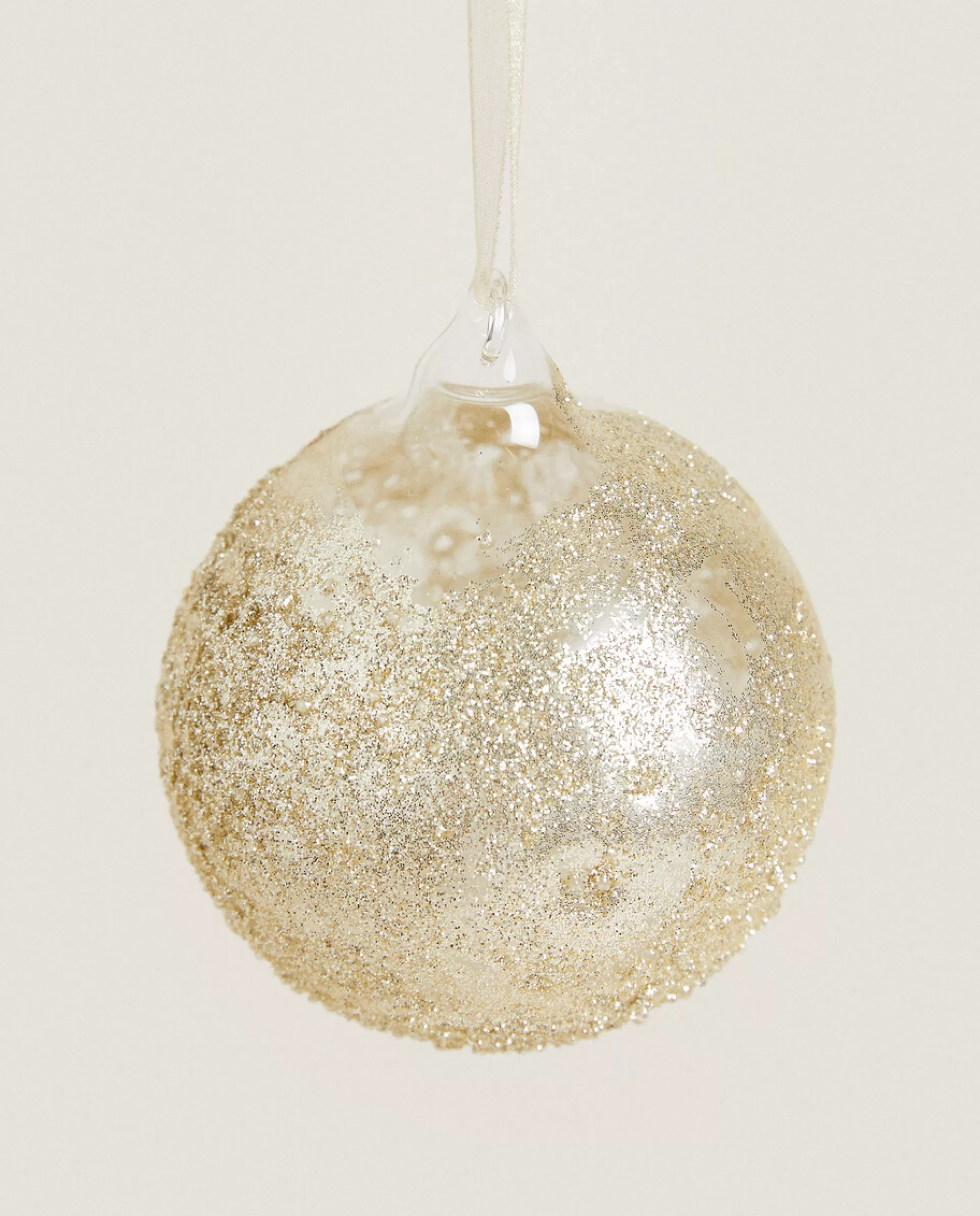 ZARA Home Glittery Glass Christmas Ball Decoration Golden Flash Sale