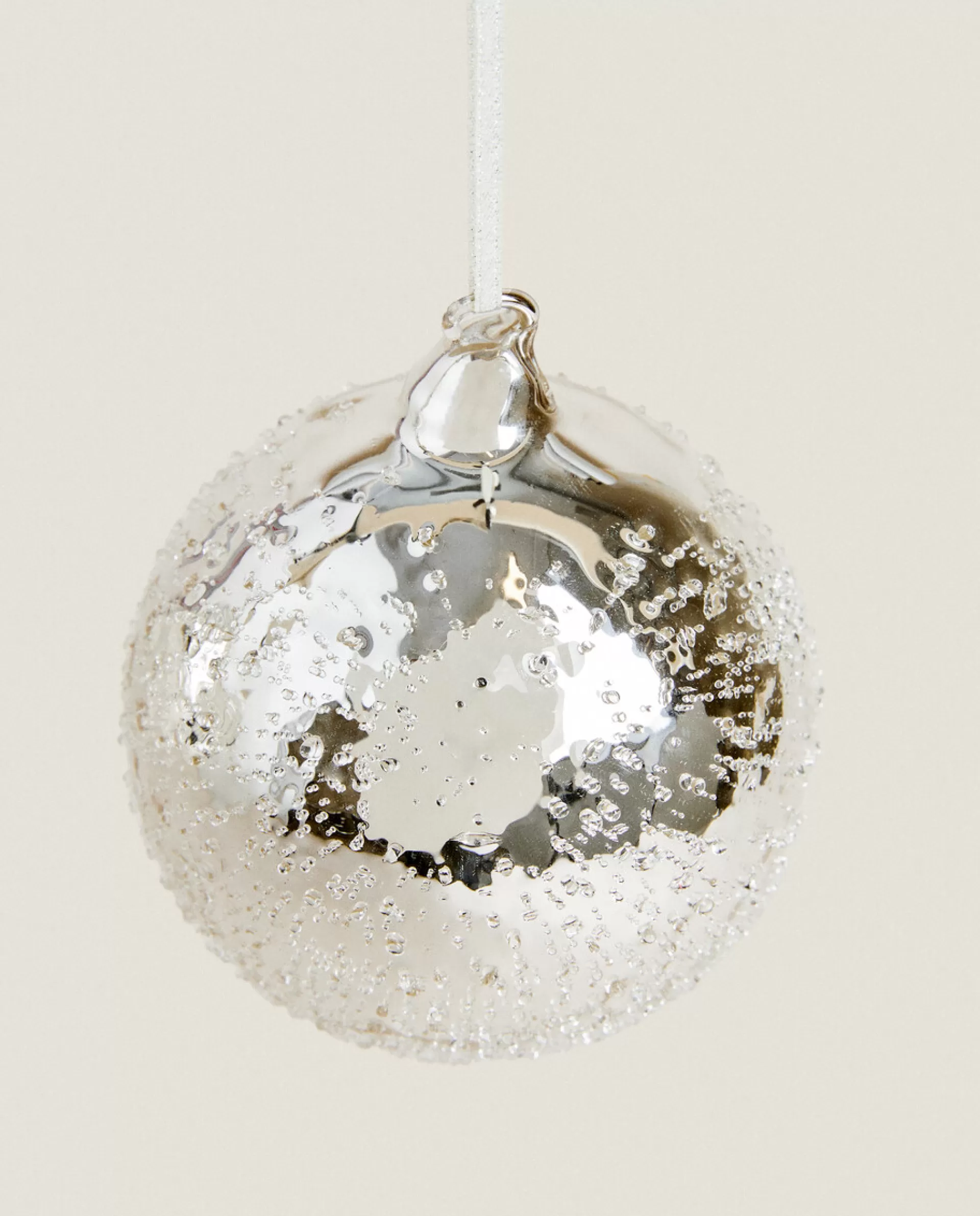 ZARA Home Glittery Glass Christmas Ball Decoration Silver Cheap