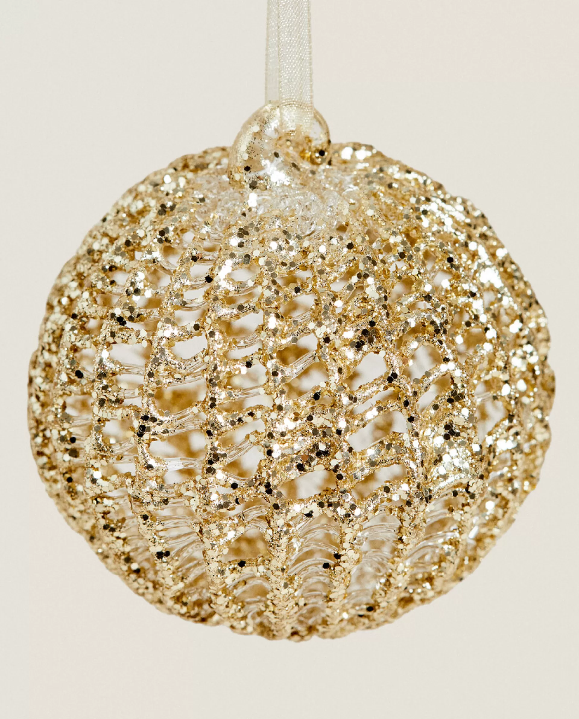 ZARA Home Glittery Glass Christmas Ball Decoration Golden Best Sale
