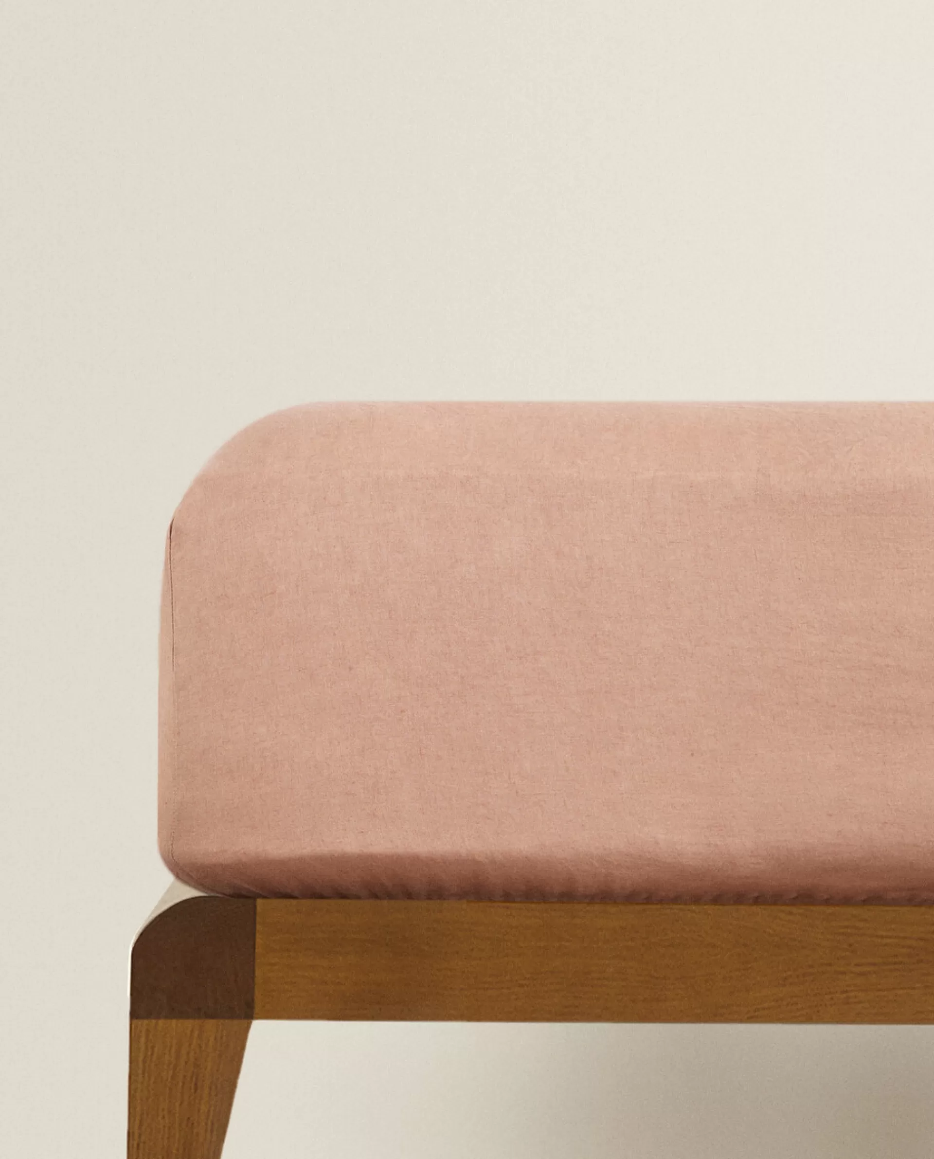 ZARA Home (140 Gsm) Washed Linen Fitted Sheet Pink Outlet