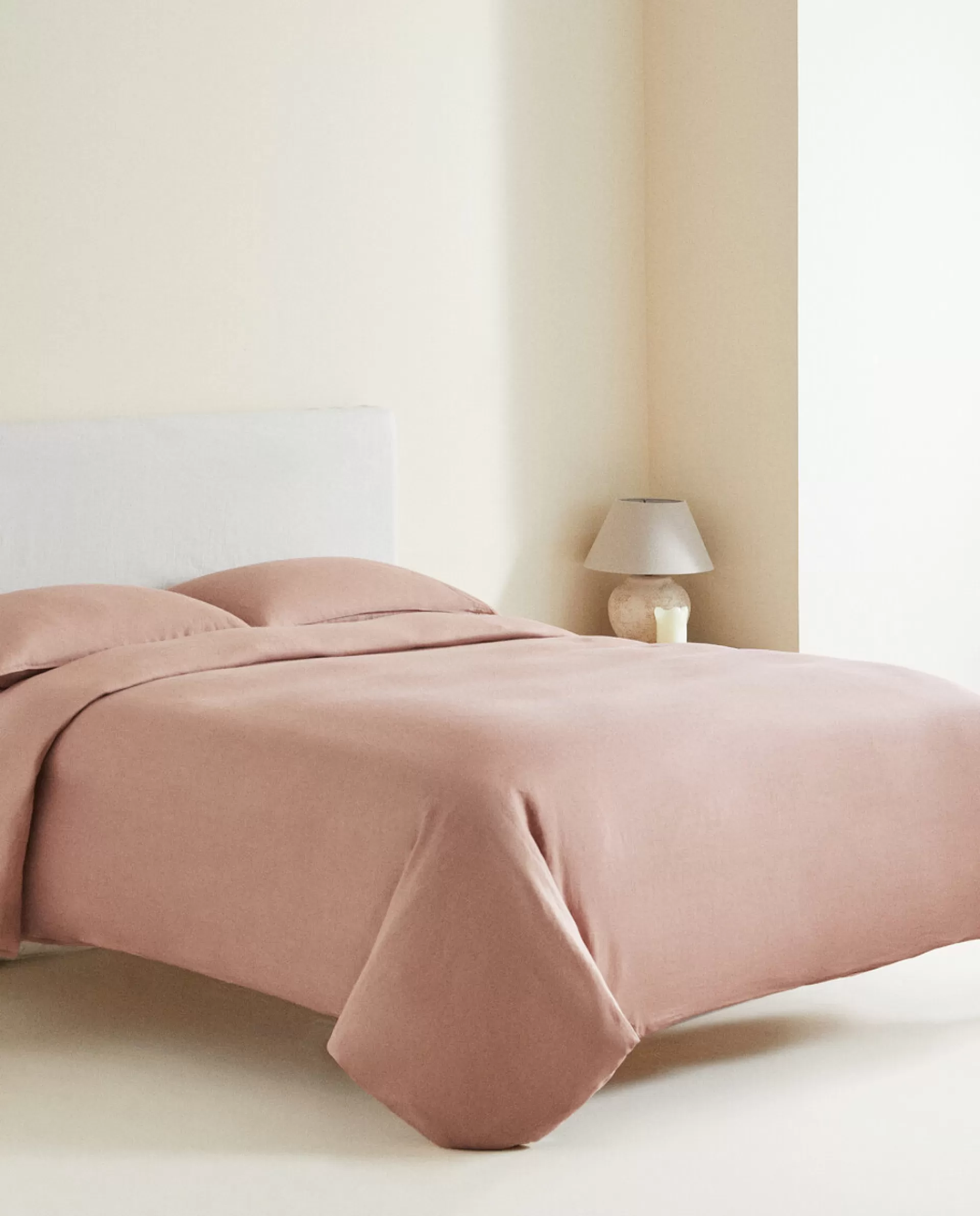 ZARA Home (140 Gsm) Washed Linen Fitted Sheet Pink Outlet
