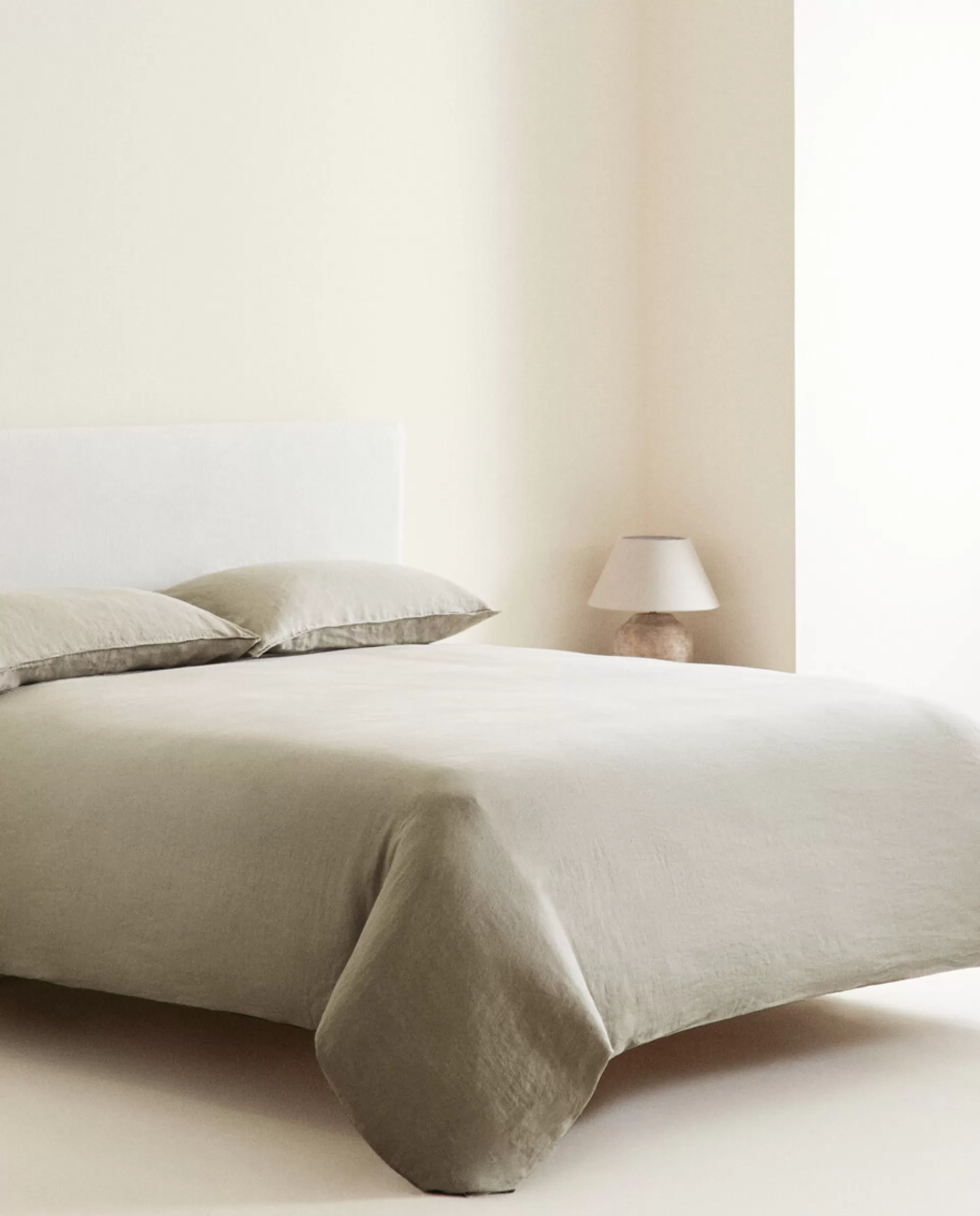 ZARA Home (140 Gsm) Washed Linen Fitted Sheet Middle Grey New