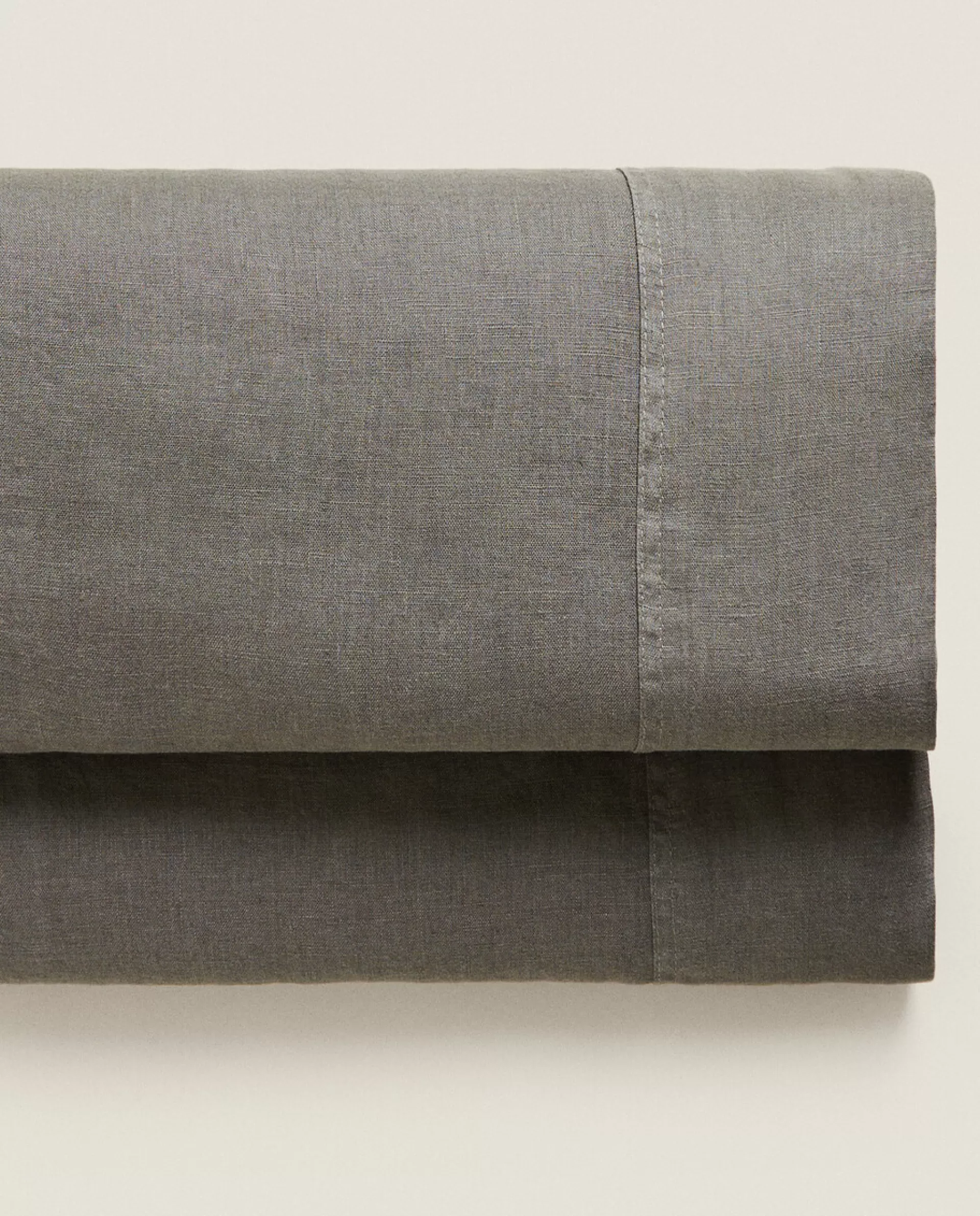 ZARA Home (140 Gsm) Washed Linen Flat Sheet Grey Fashion