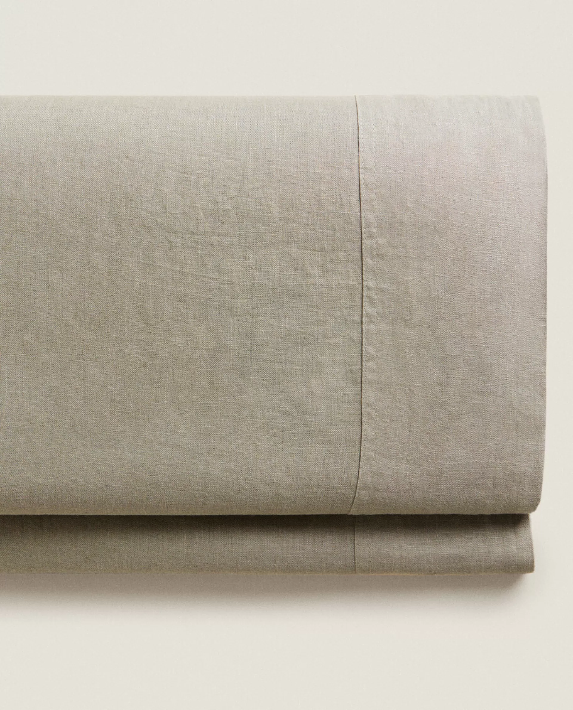 ZARA Home (140 Gsm) Washed Linen Flat Sheet Middle Grey Fashion