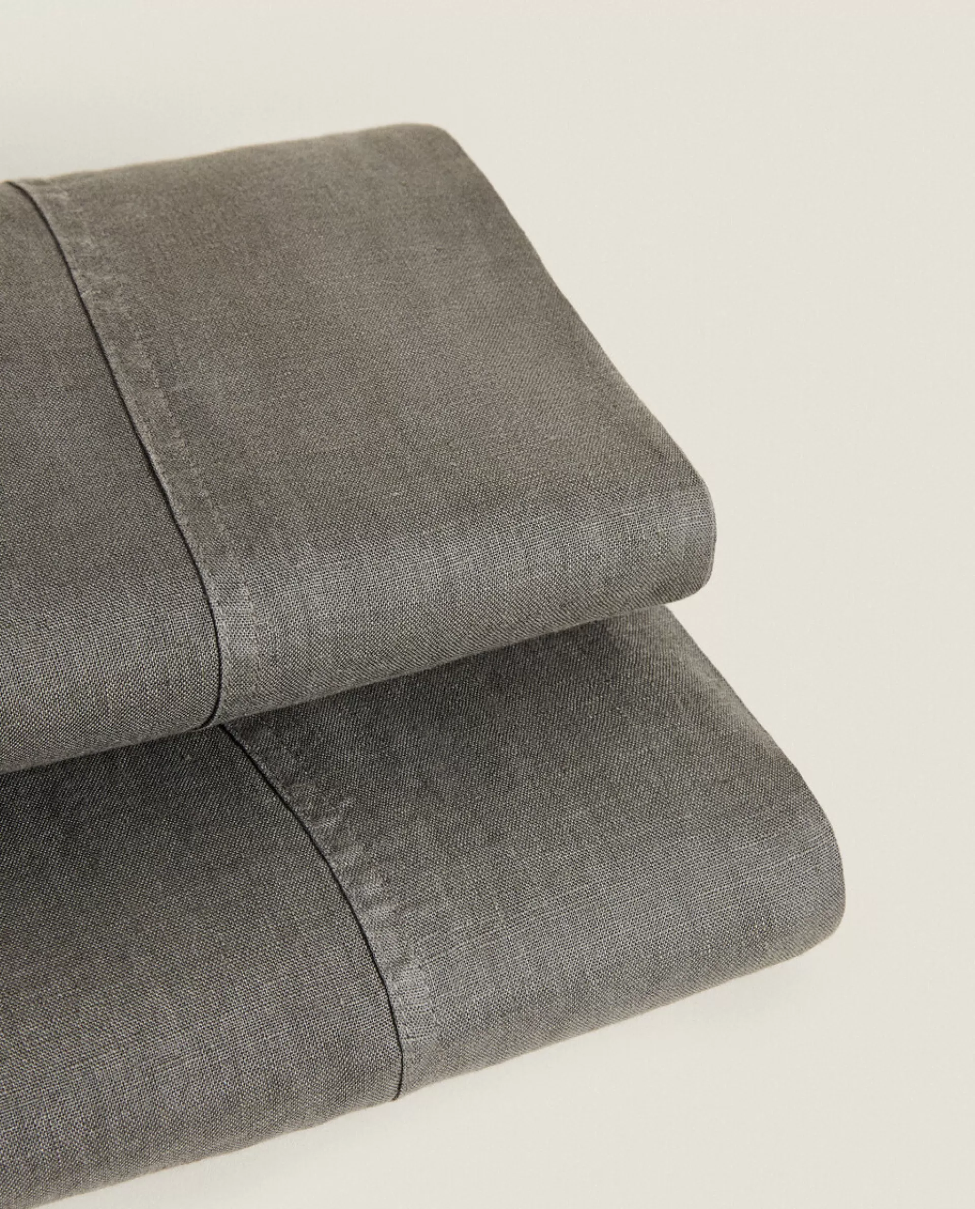 ZARA Home (140 Gsm) Washed Linen Flat Sheet Grey Fashion