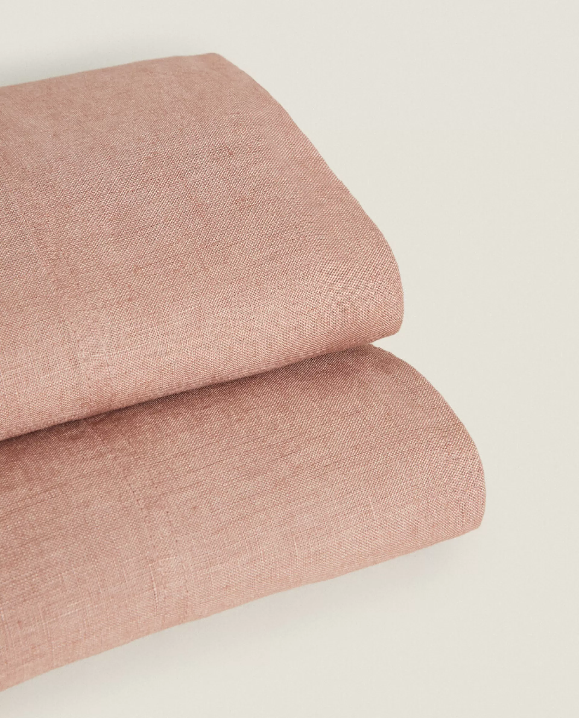 ZARA Home (140 Gsm) Washed Linen Flat Sheet Pink Outlet