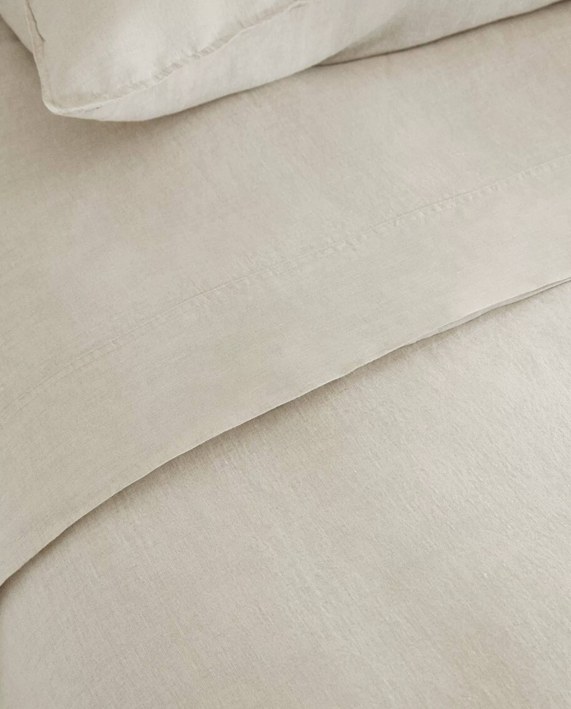 ZARA Home (160 Gsm) Washed Linen Flat Sheet Natural Colour Flash Sale