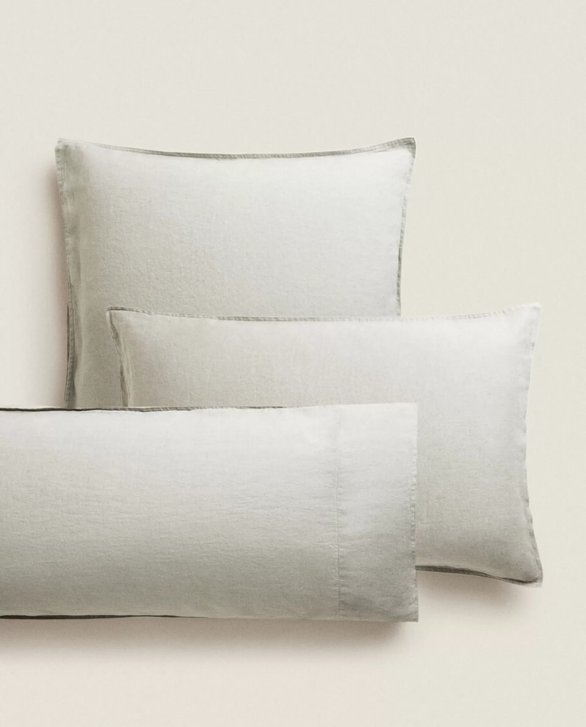 ZARA Home (140 Gsm) Washed Linen Pillowcase Green Outlet