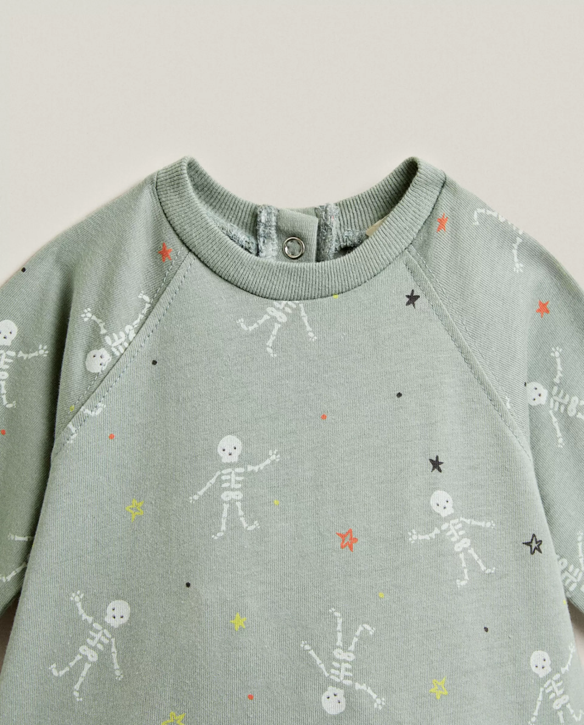 ZARA Home Halloween Baby Romper With Skeletons Green Fashion