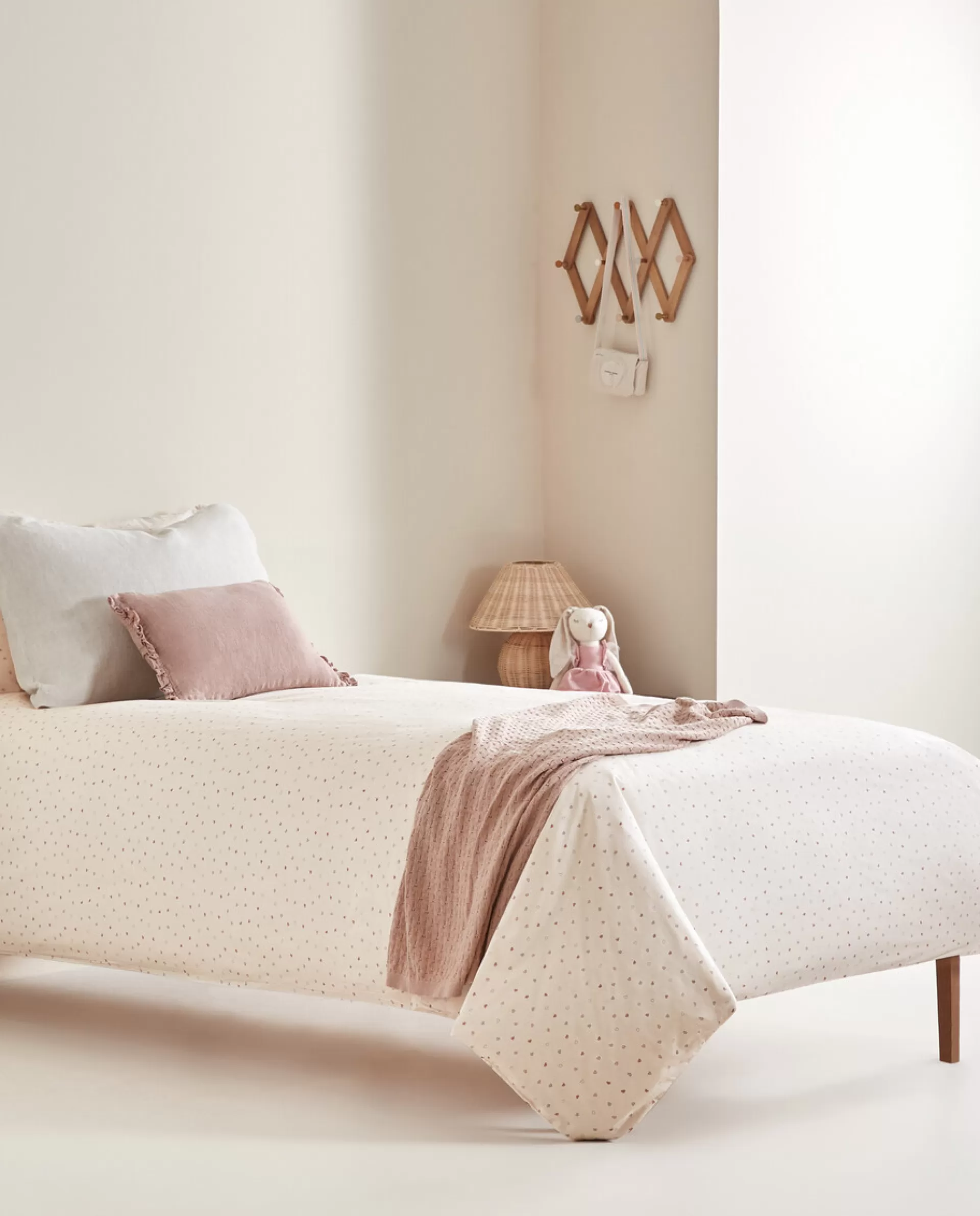 ZARA Home Heart Print Duvet Cover Pink Hot