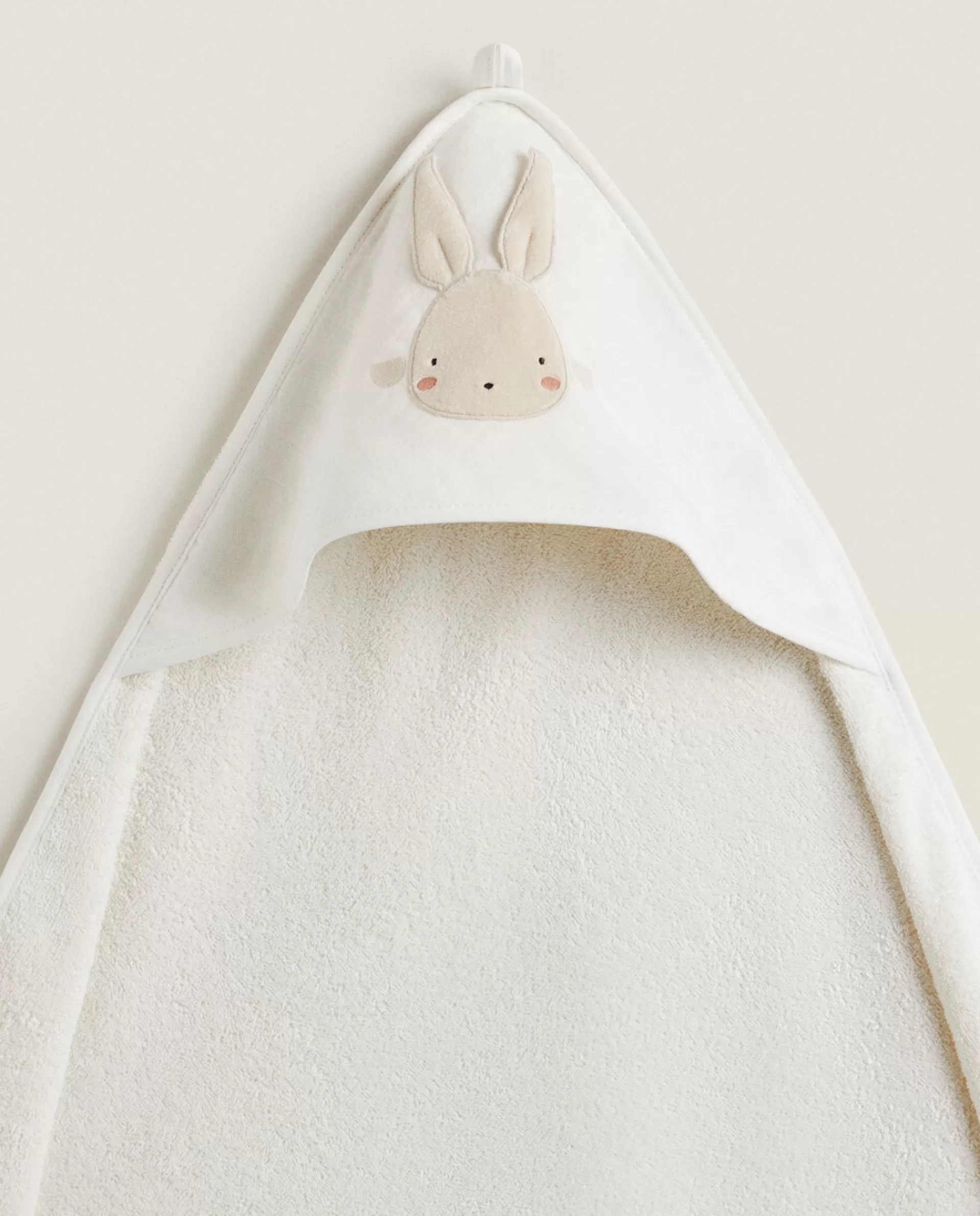 ZARA Home Hooded Baby Towel With Bunny Applique Cream Best Sale