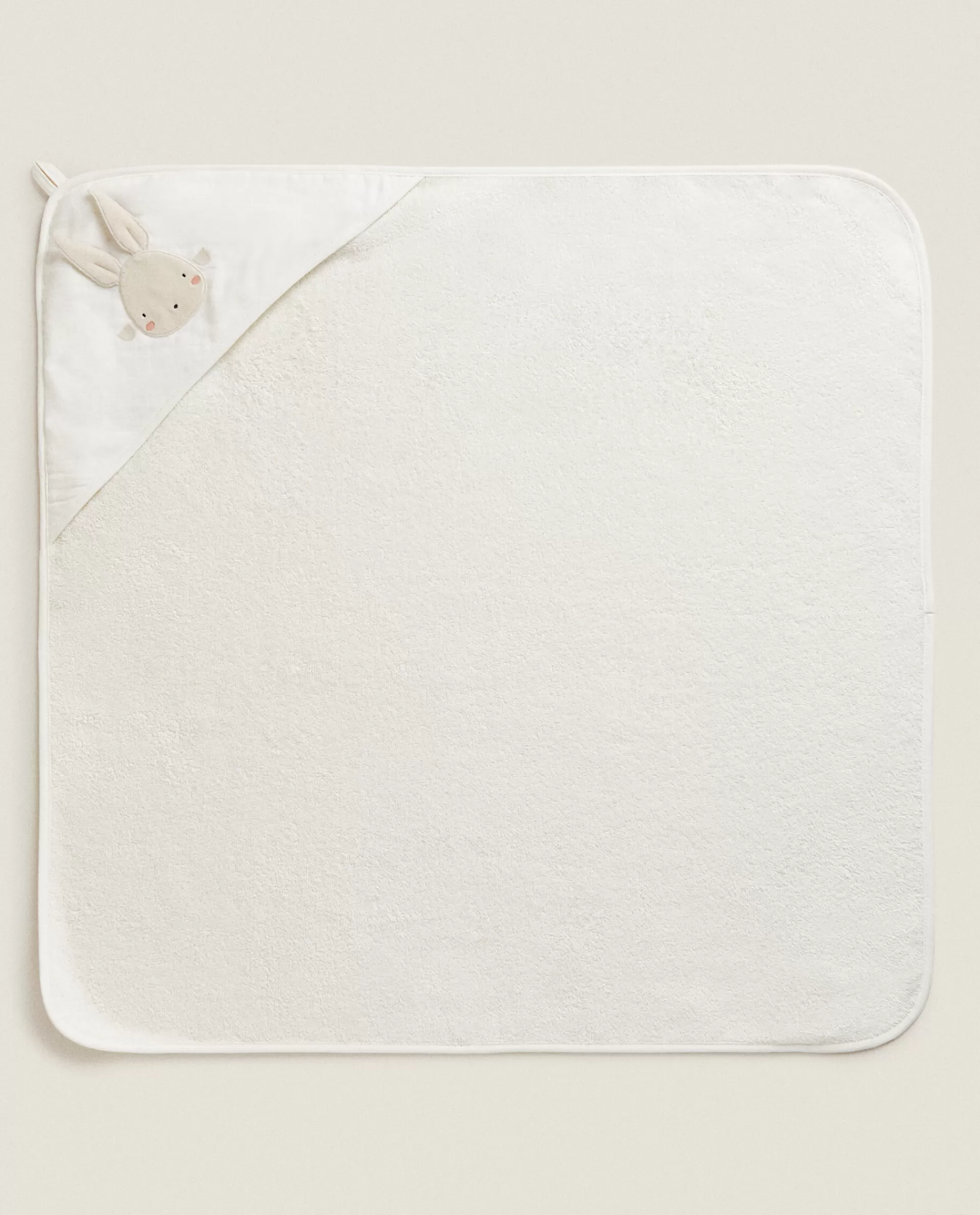 hooded_baby_towel_with_bunny_applique_4-1.webp ZARA Home Hooded Baby Towel With Bunny Applique Cream Best Sale