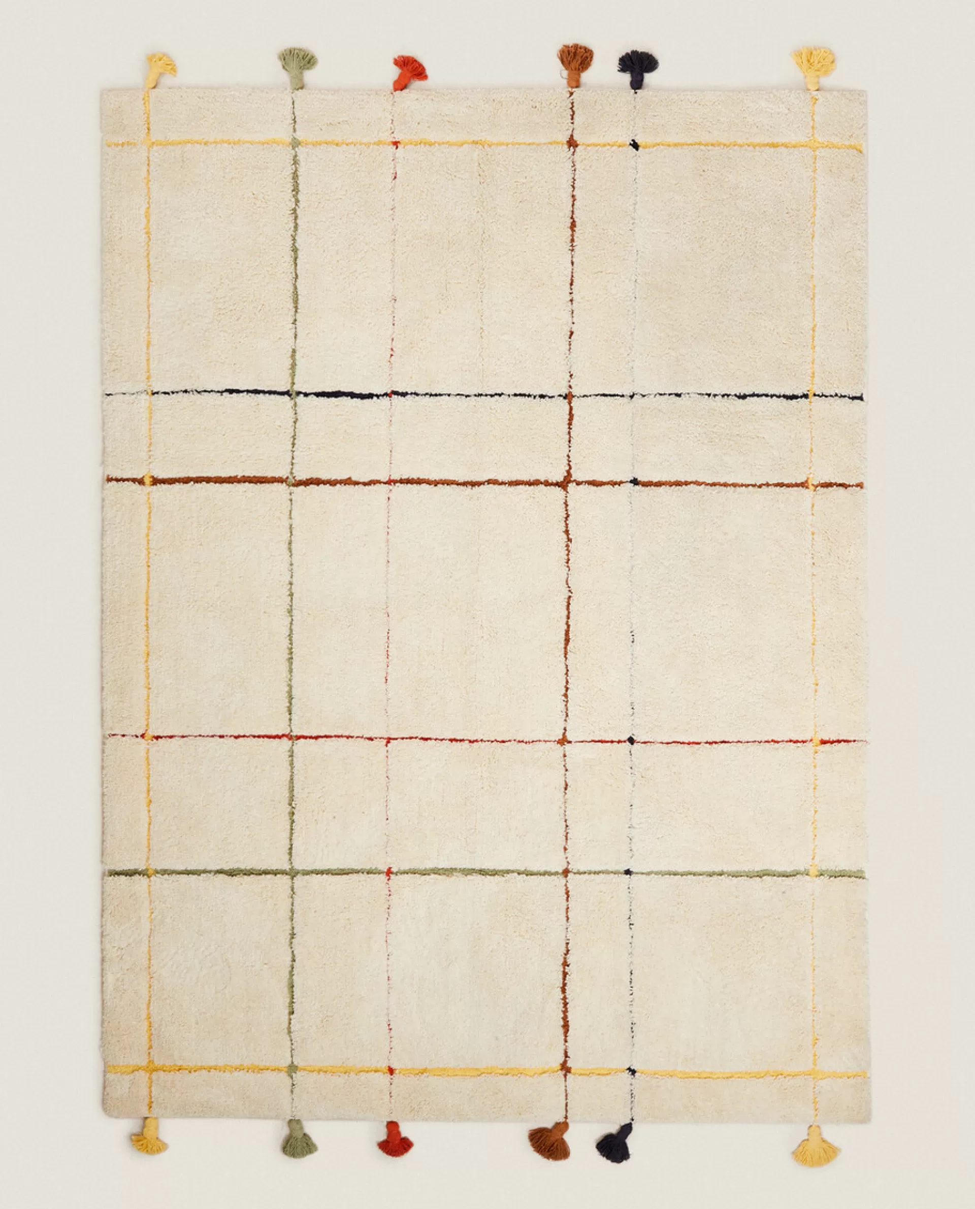 ZARA Home Kids' Check And Tassels Rug Multicolored Store